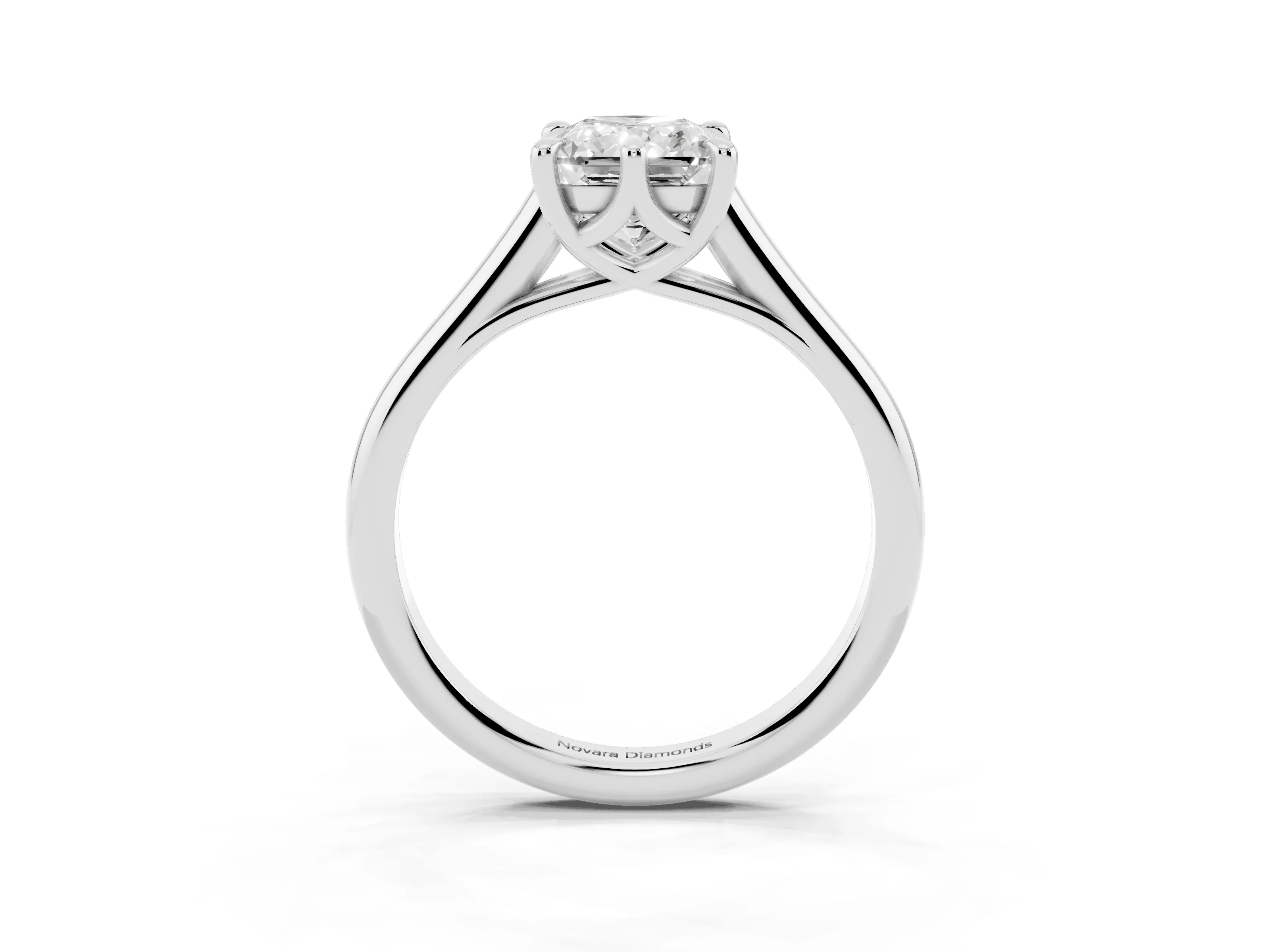 Radiant Cut Diamond Solitaire Engagement Ring Set in Silver with Prong Setting and Plain Classic Band