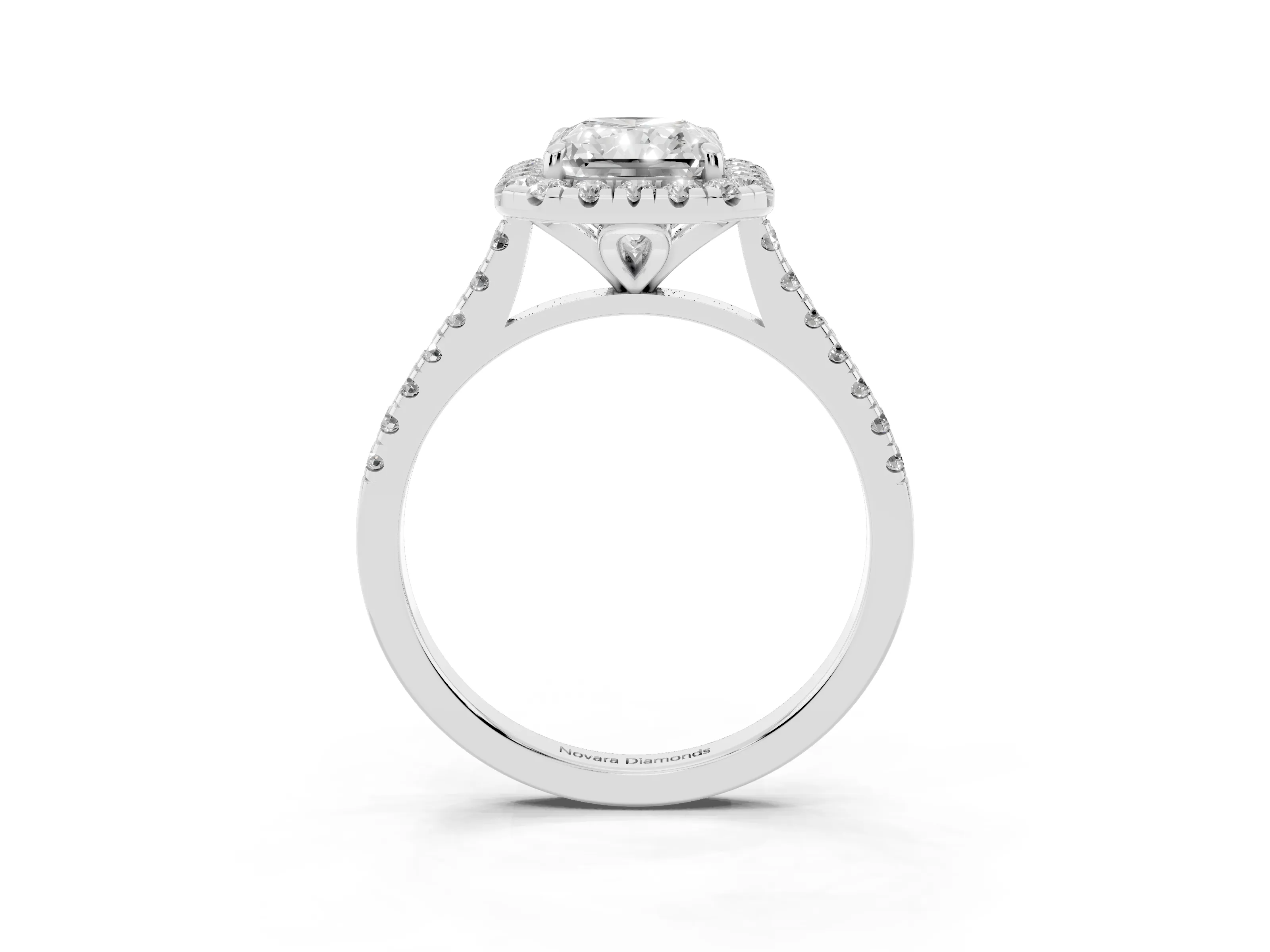 Radiant Cut Diamond Cushion Halo Ring Set in Platinum with Pavé Band
