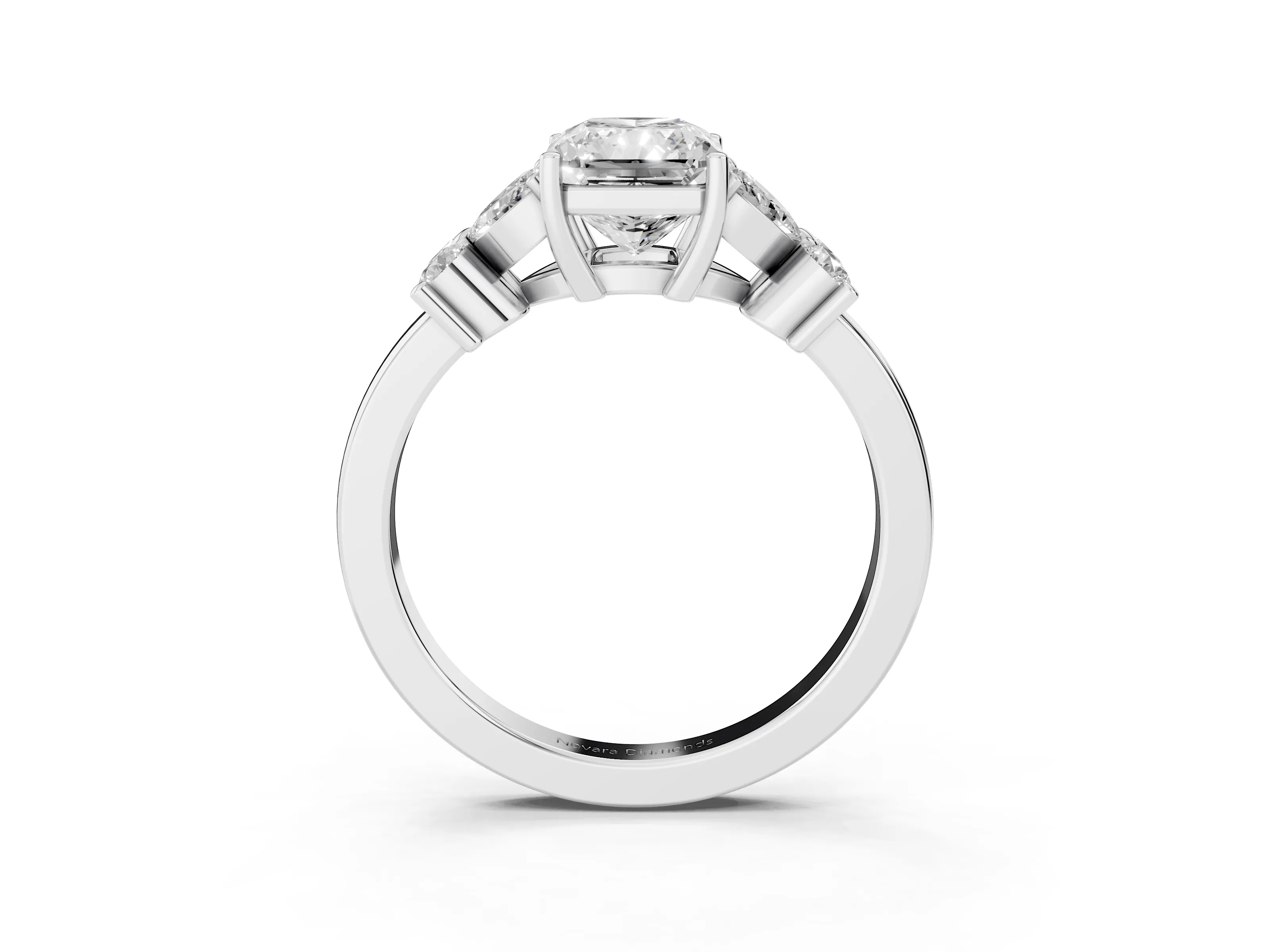 Radiant Cut Diamond Floral Cluster Ring Set in White gold with Marquise Petals and Prong Setting