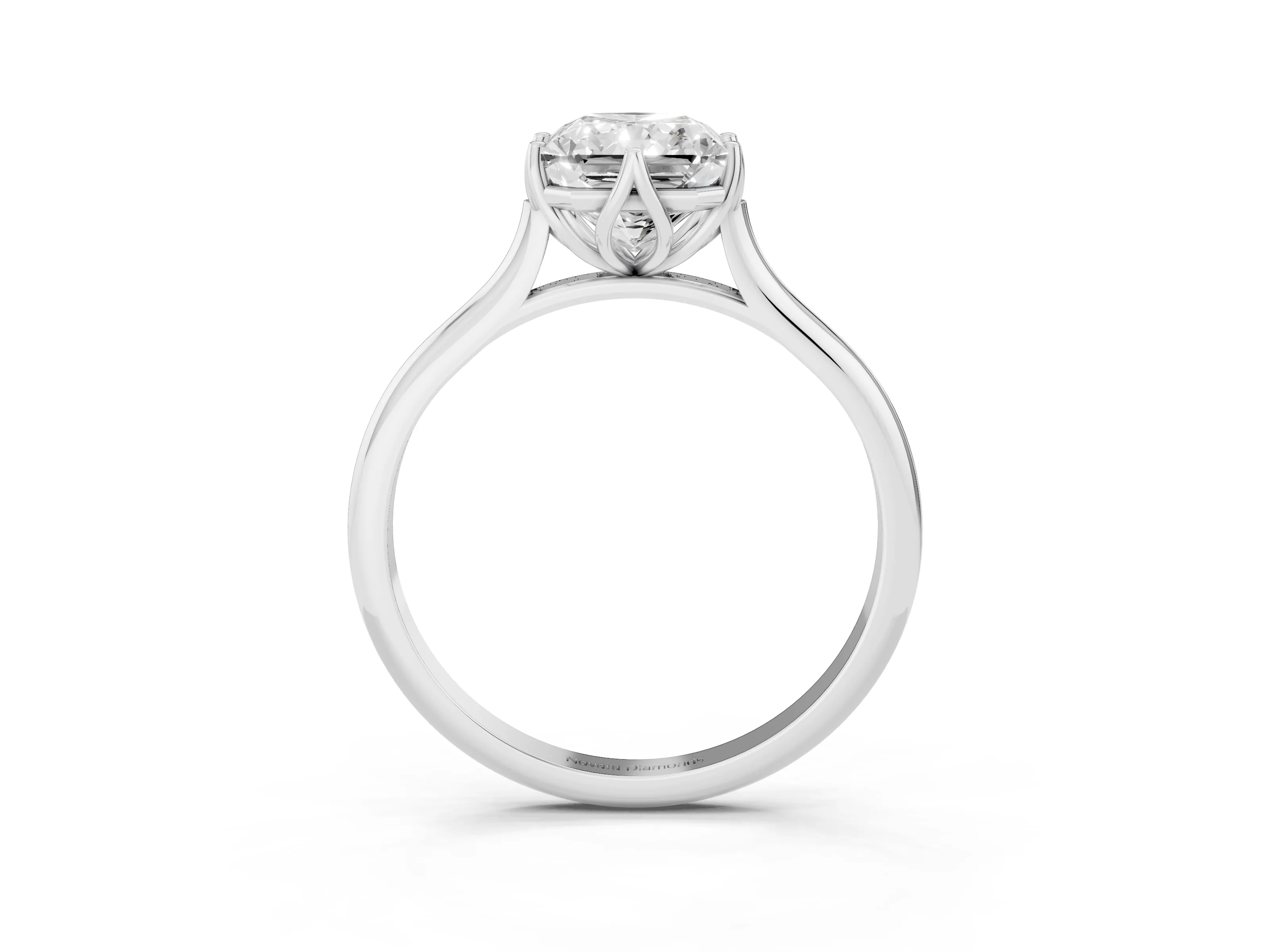 Radiant Cut Diamond Solitaire Cathedral Ring Set in Platinum with Prong Setting