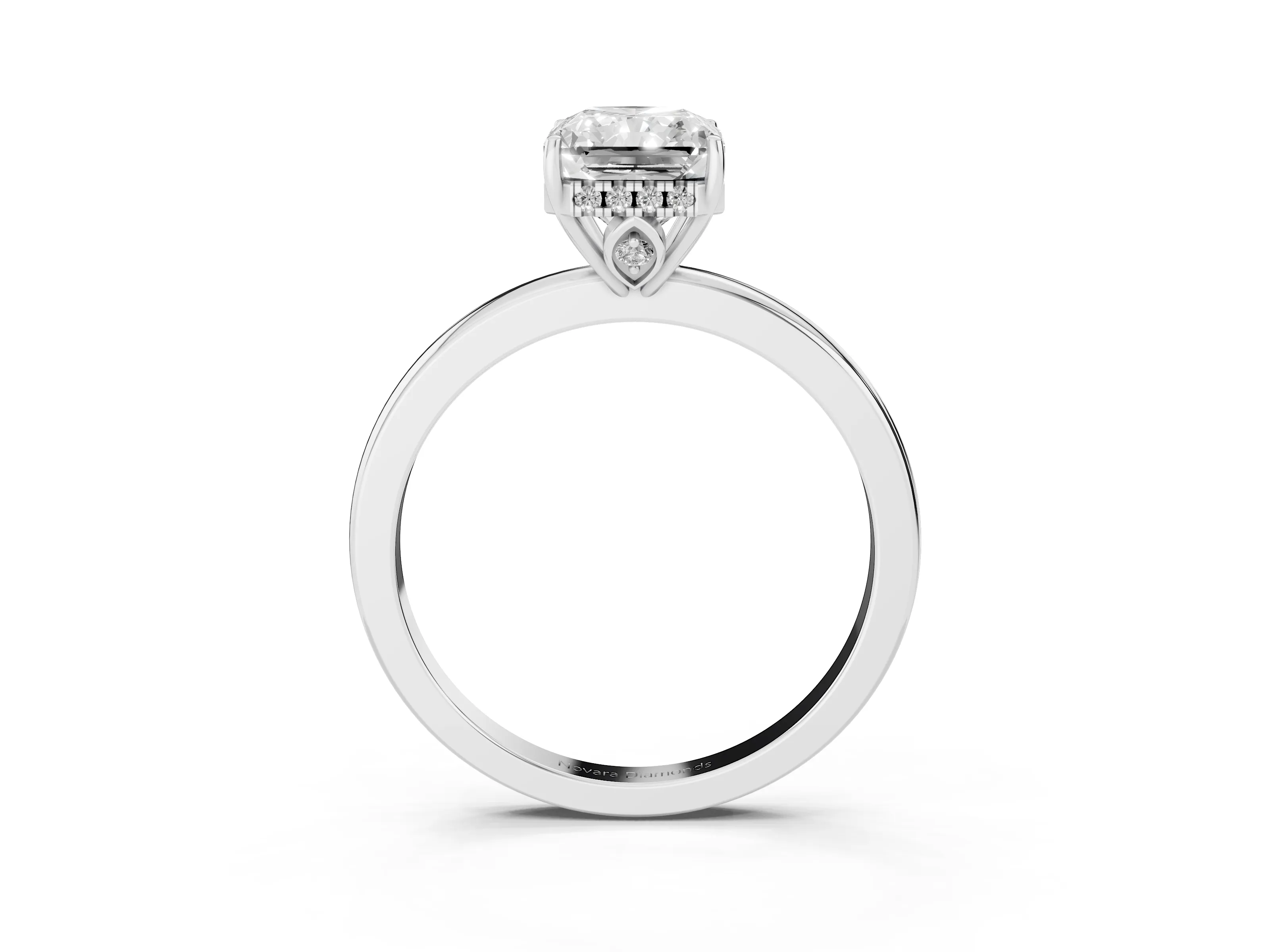 Radiant Cut Diamond Solitaire Ring Set in Platinum with Plain Band and Prong Setting