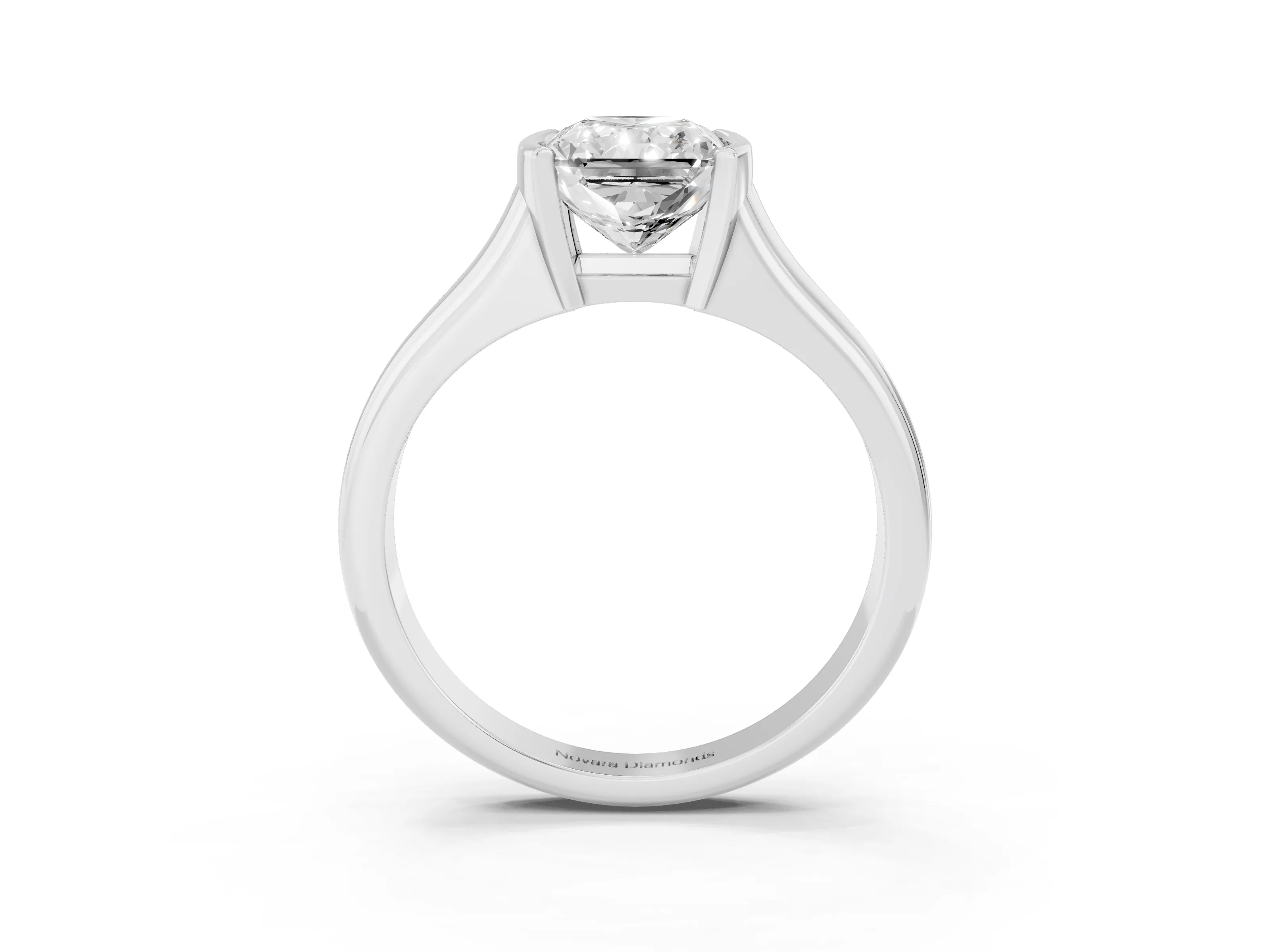 Radiant Cut Diamond Solitaire Tension Set Ring Set in Silver with Split Shank Band