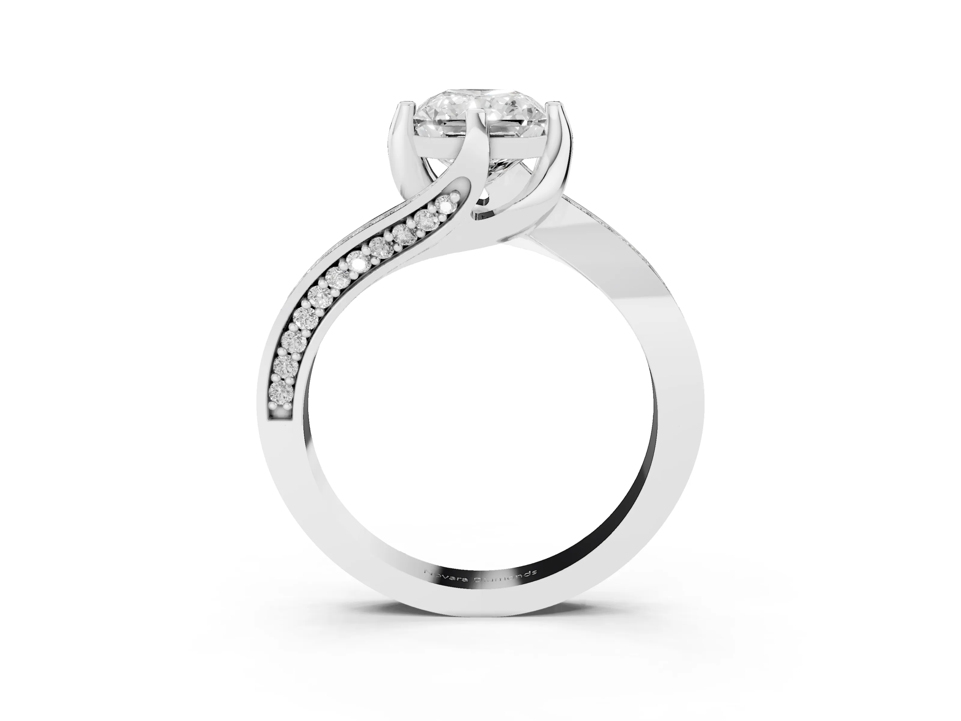 Radiant Cut Diamond Solitaire Ring Set in Platinum with Intertwined Pavé Twist Band