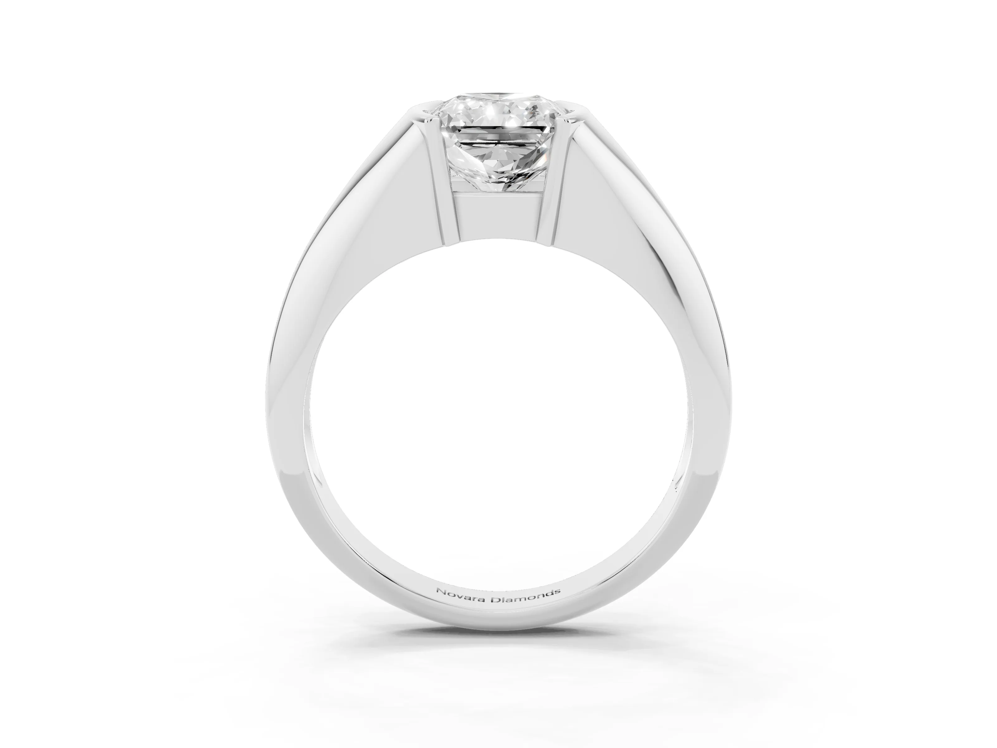 Radiant Cut Diamond Solitaire Tension Set Ring Set in Silver
