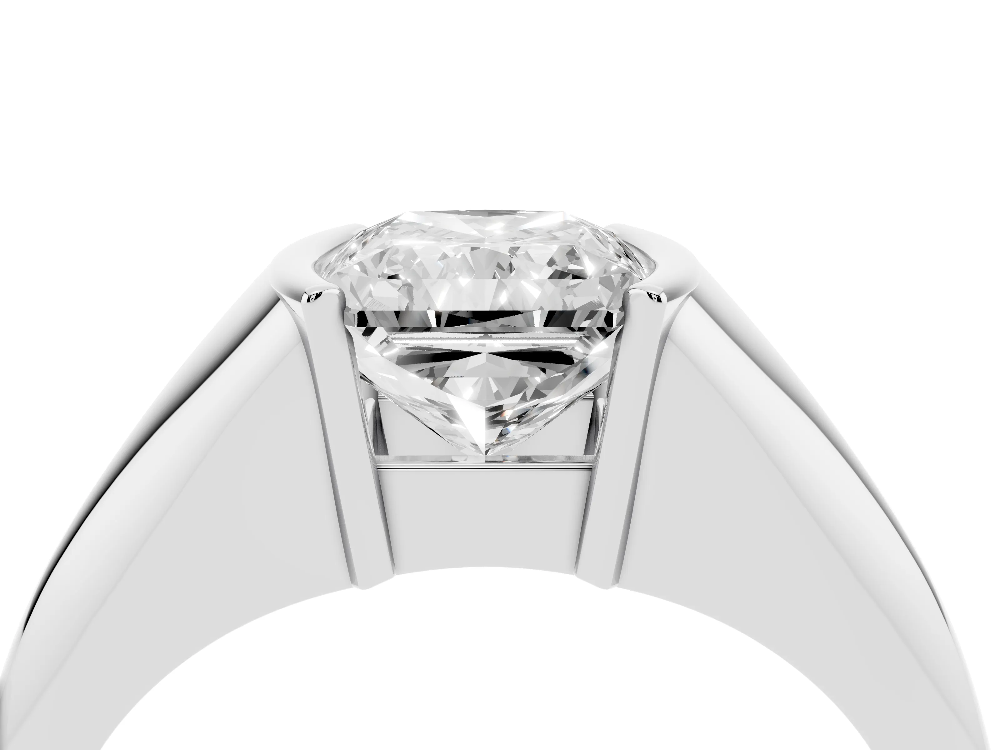 Radiant Cut Diamond Solitaire Tension Set Ring Set in Silver