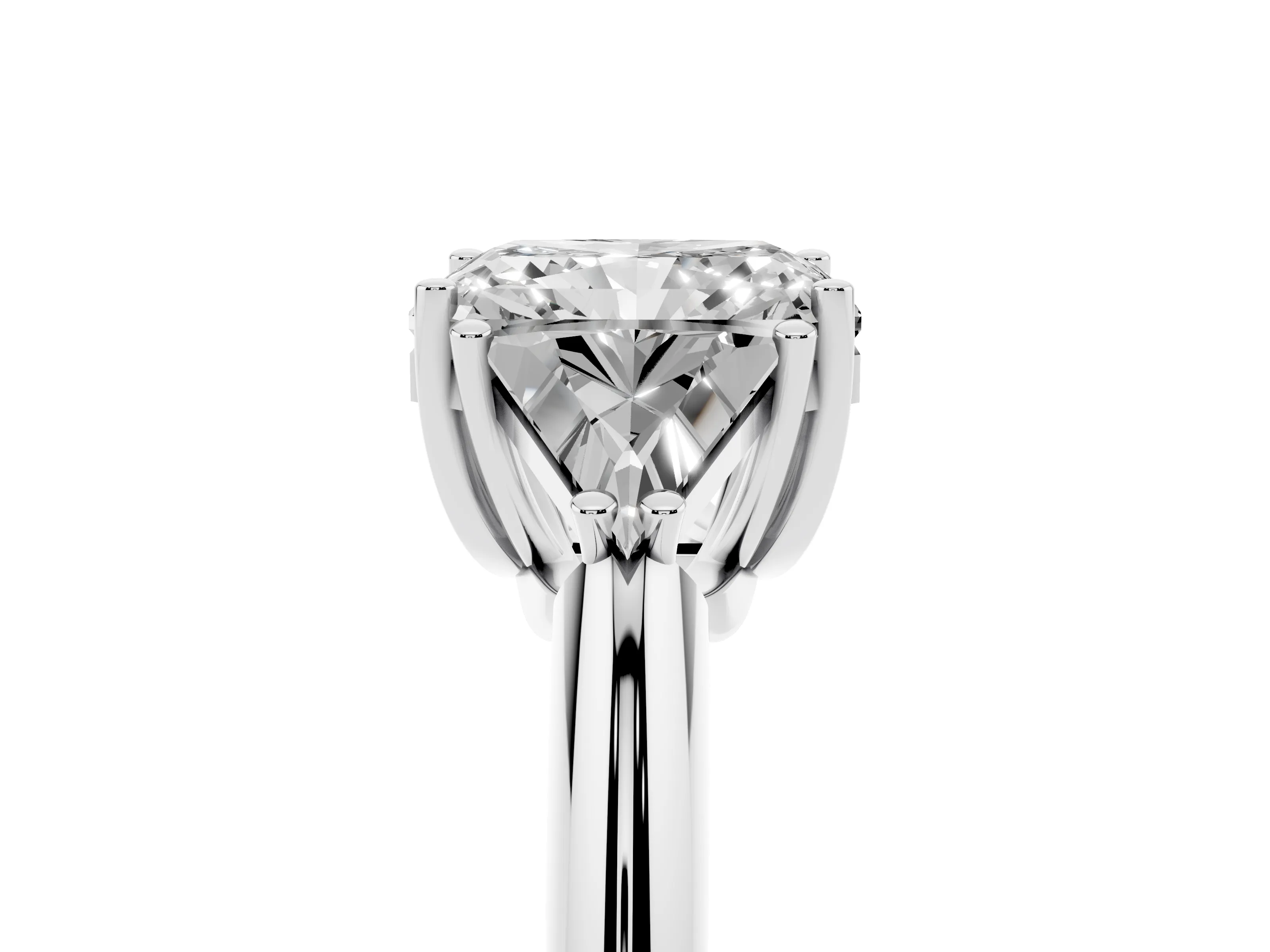 Radiant Cut Diamond Three-Stone Engagement Ring Set in Platinum with Trillion Side Stones