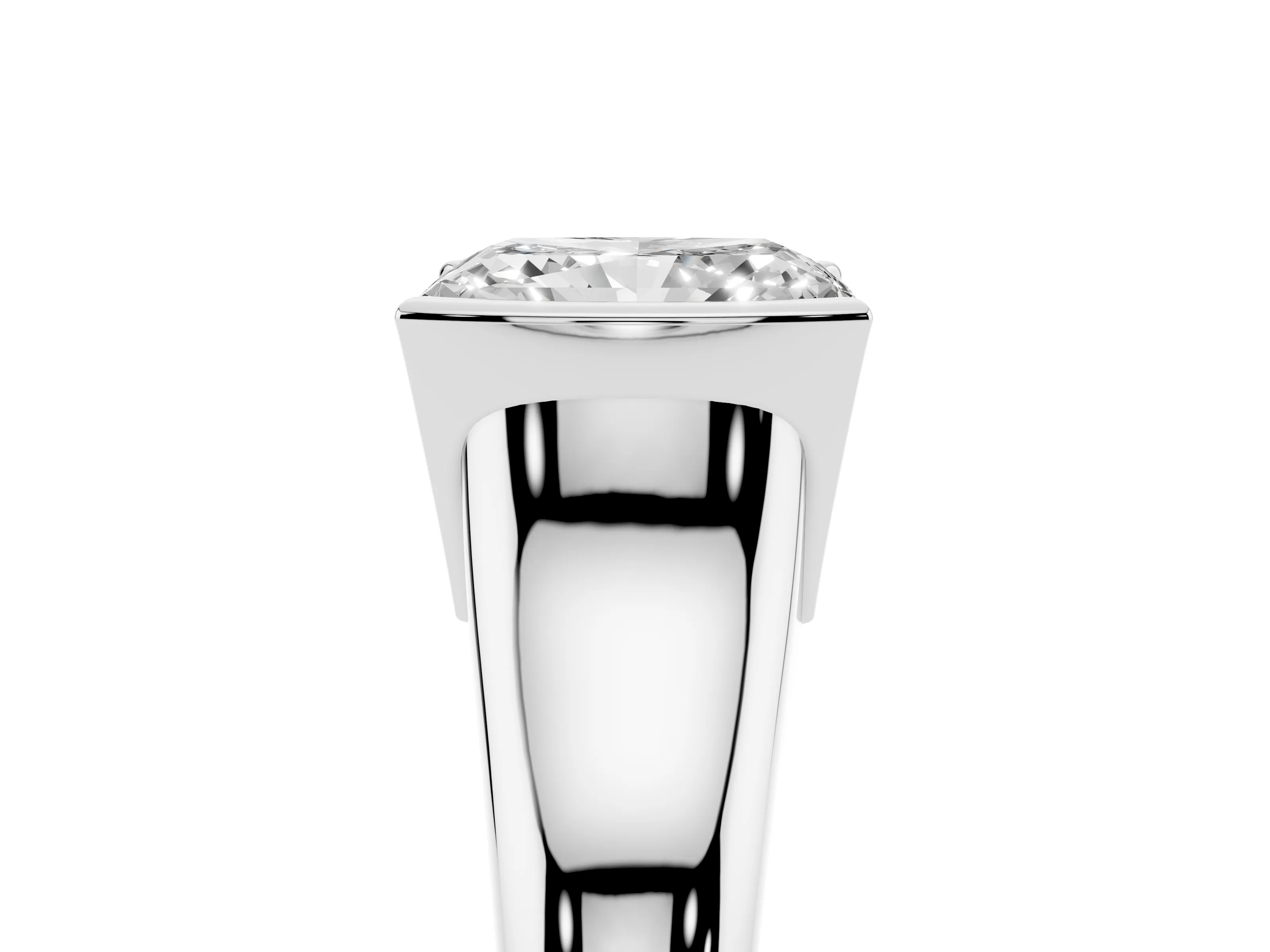 Radiant Cut Diamond Solitaire Tension Set Ring Set in Silver with Split Shank Band