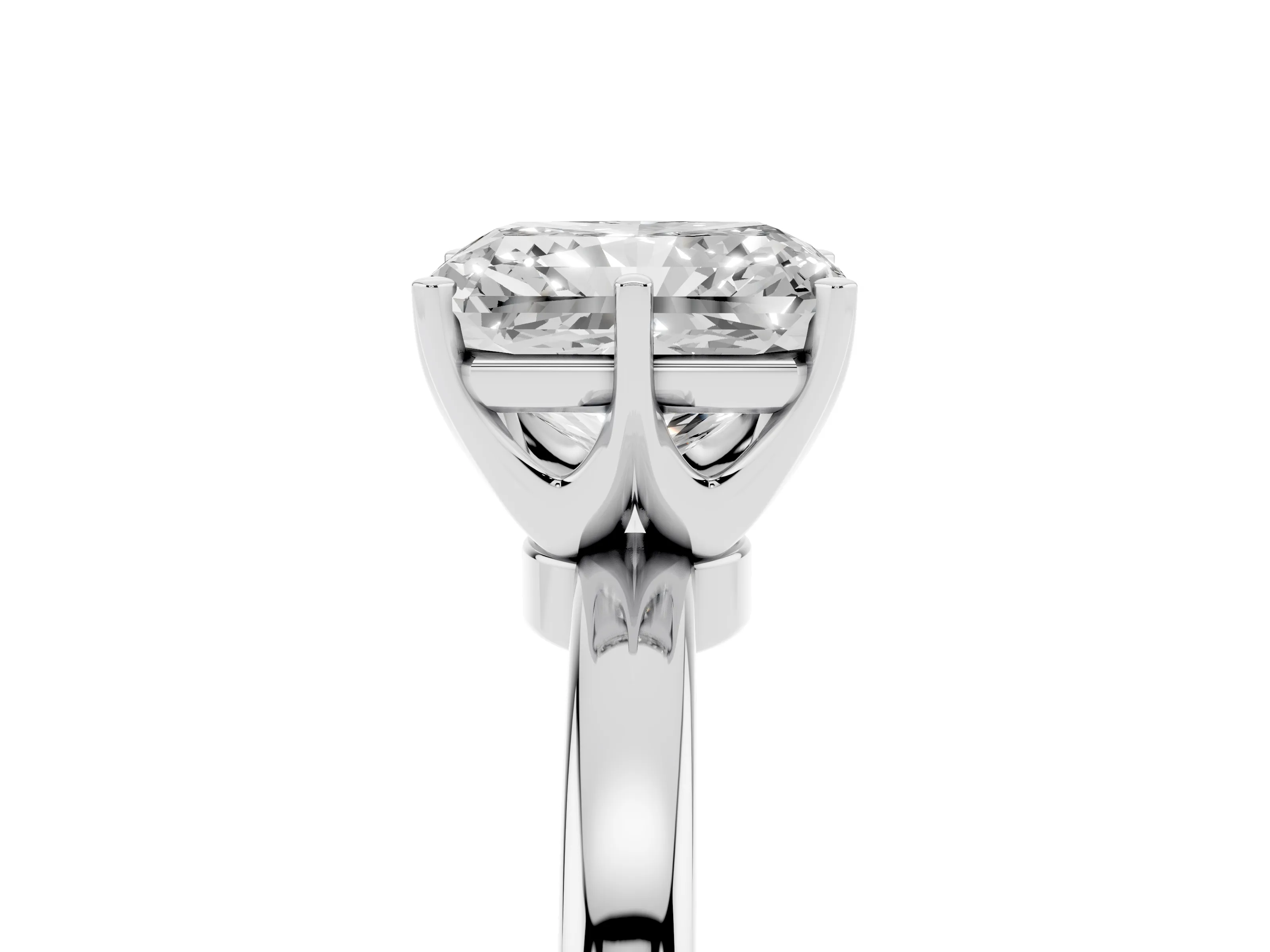 Radiant Cut Diamond Solitaire Ring Set in Silver with Raised Prong Setting on a Classic Band