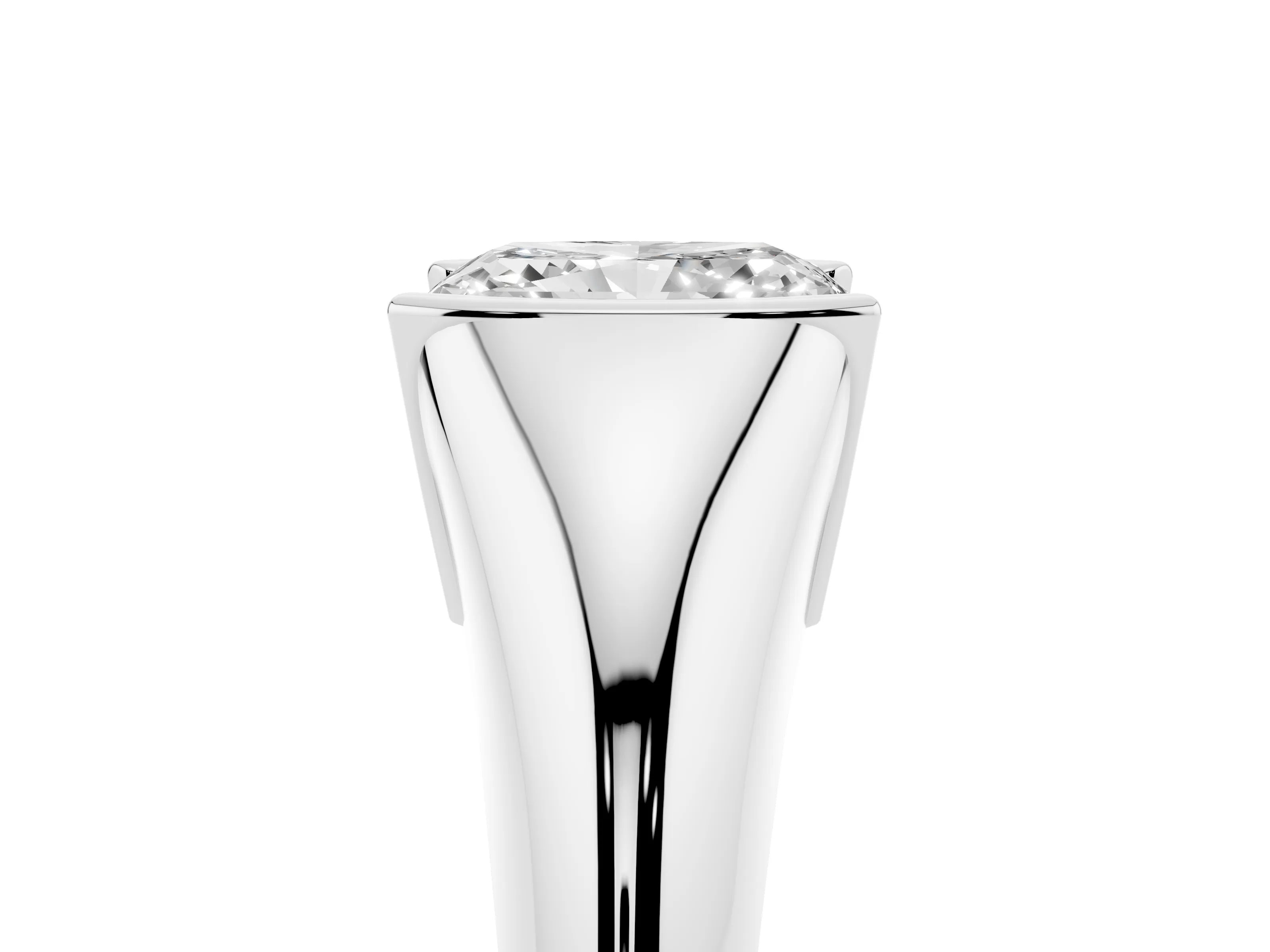 Radiant Cut Diamond Solitaire Tension Set Ring Set in Silver
