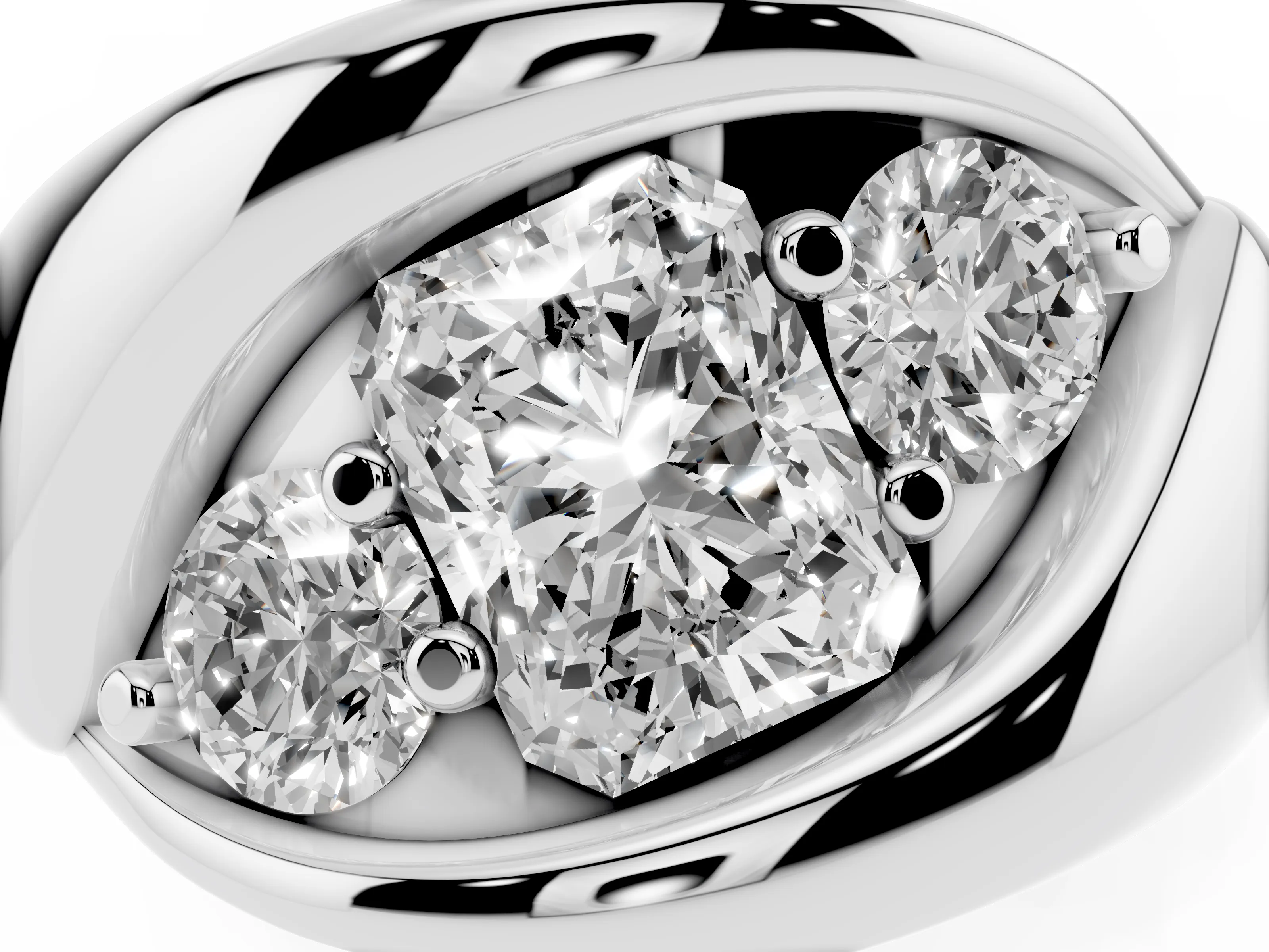 Radiant Cut Diamond Channel-Set Crossover Ring Set in Platinum