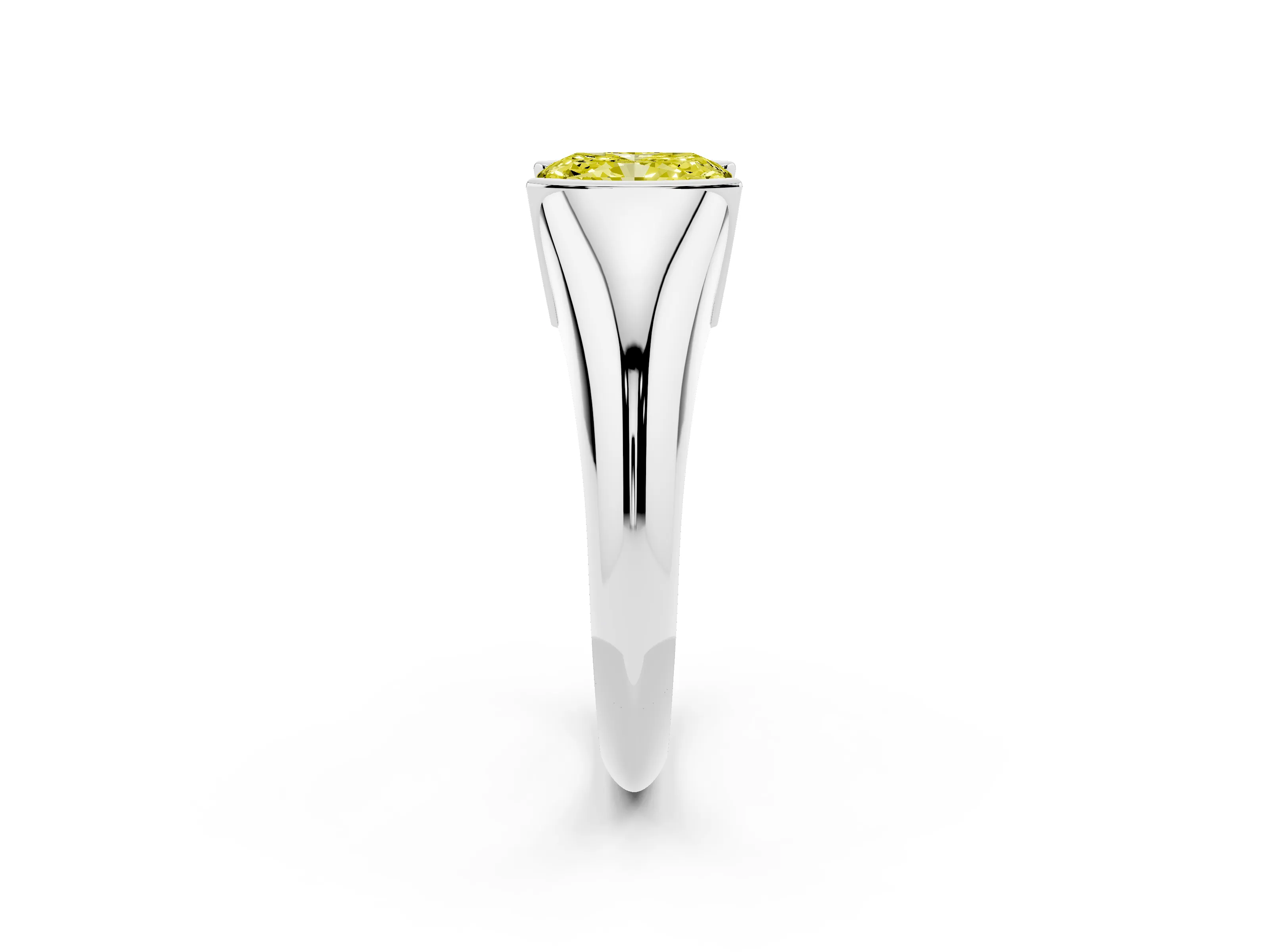 Fancy Yellow Radiant Cut Diamond Solitaire Tension Set Ring Set in Silver