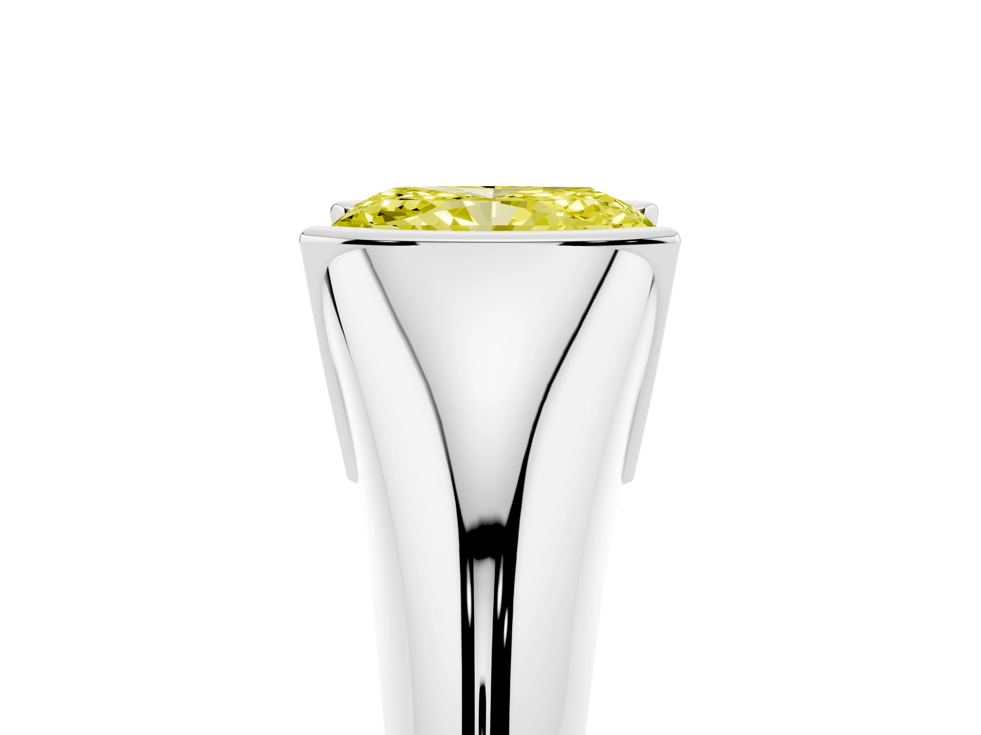 Fancy Yellow Radiant Cut Diamond Solitaire Tension Set Ring Set in Silver