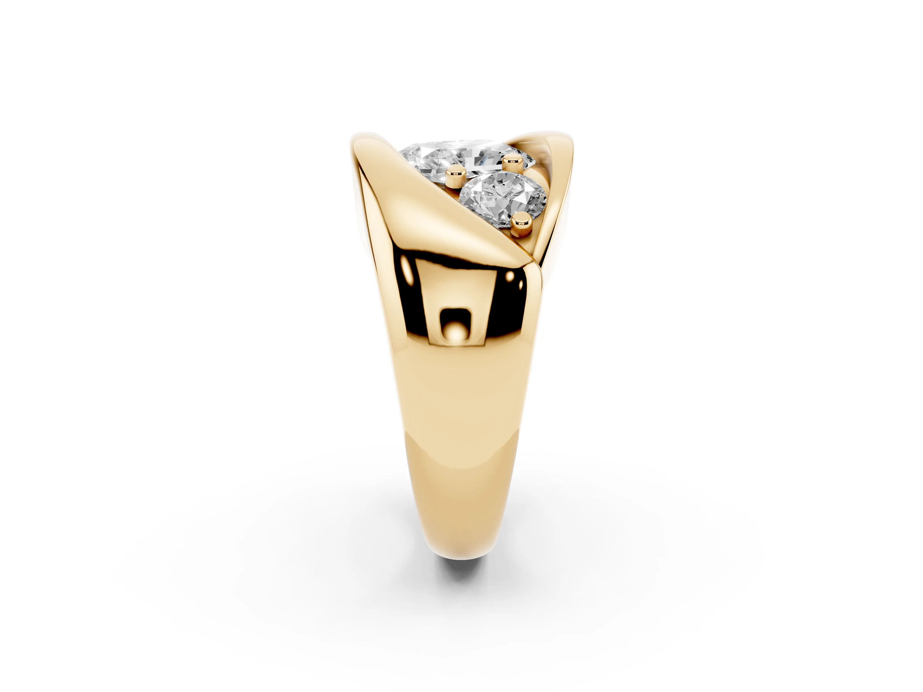 Radiant Cut Diamond Channel-Set Crossover Ring Set in Yellow gold