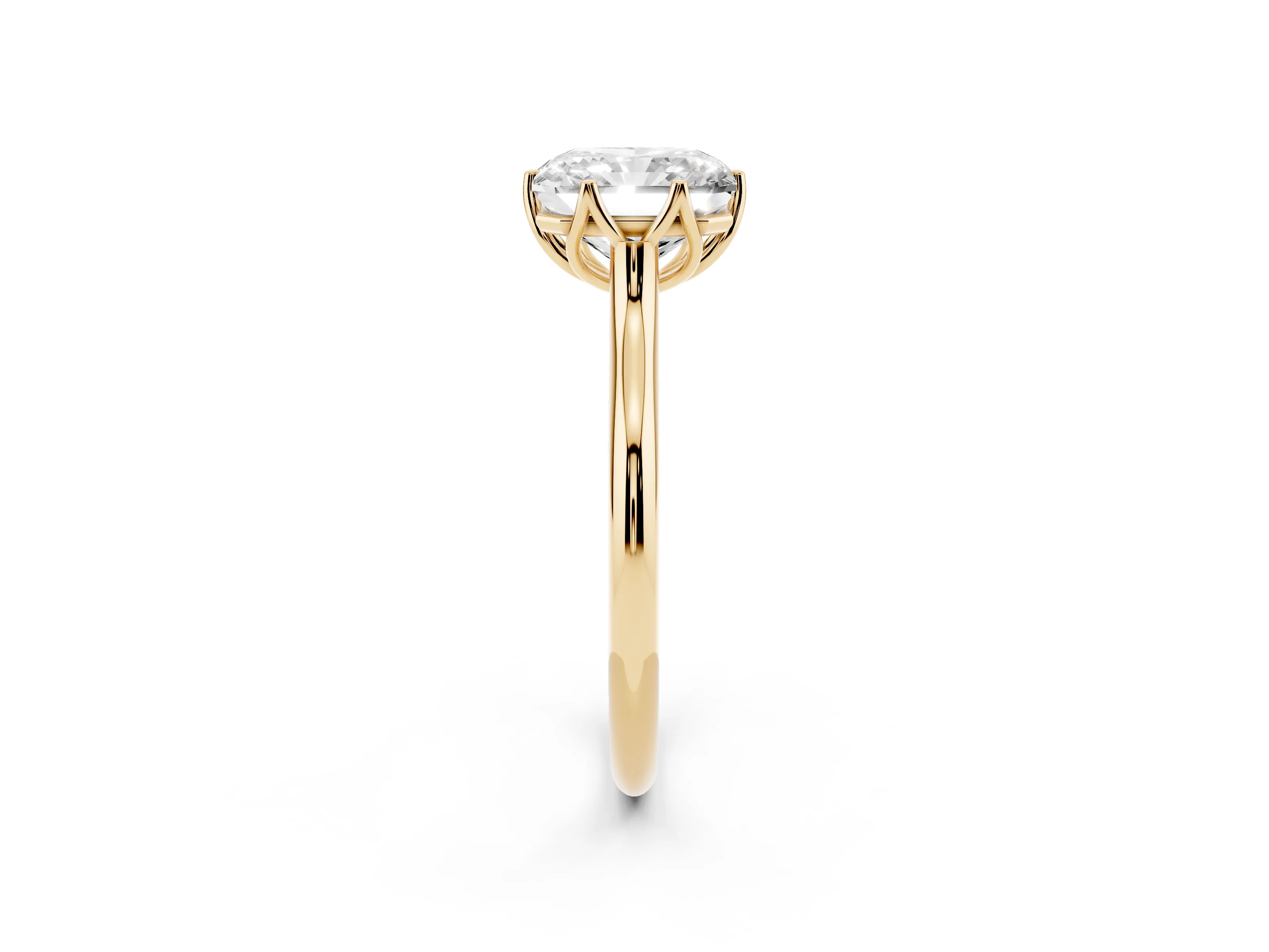 Radiant Cut Diamond Solitaire Cathedral Ring Set in Yellow gold with Prong Setting
