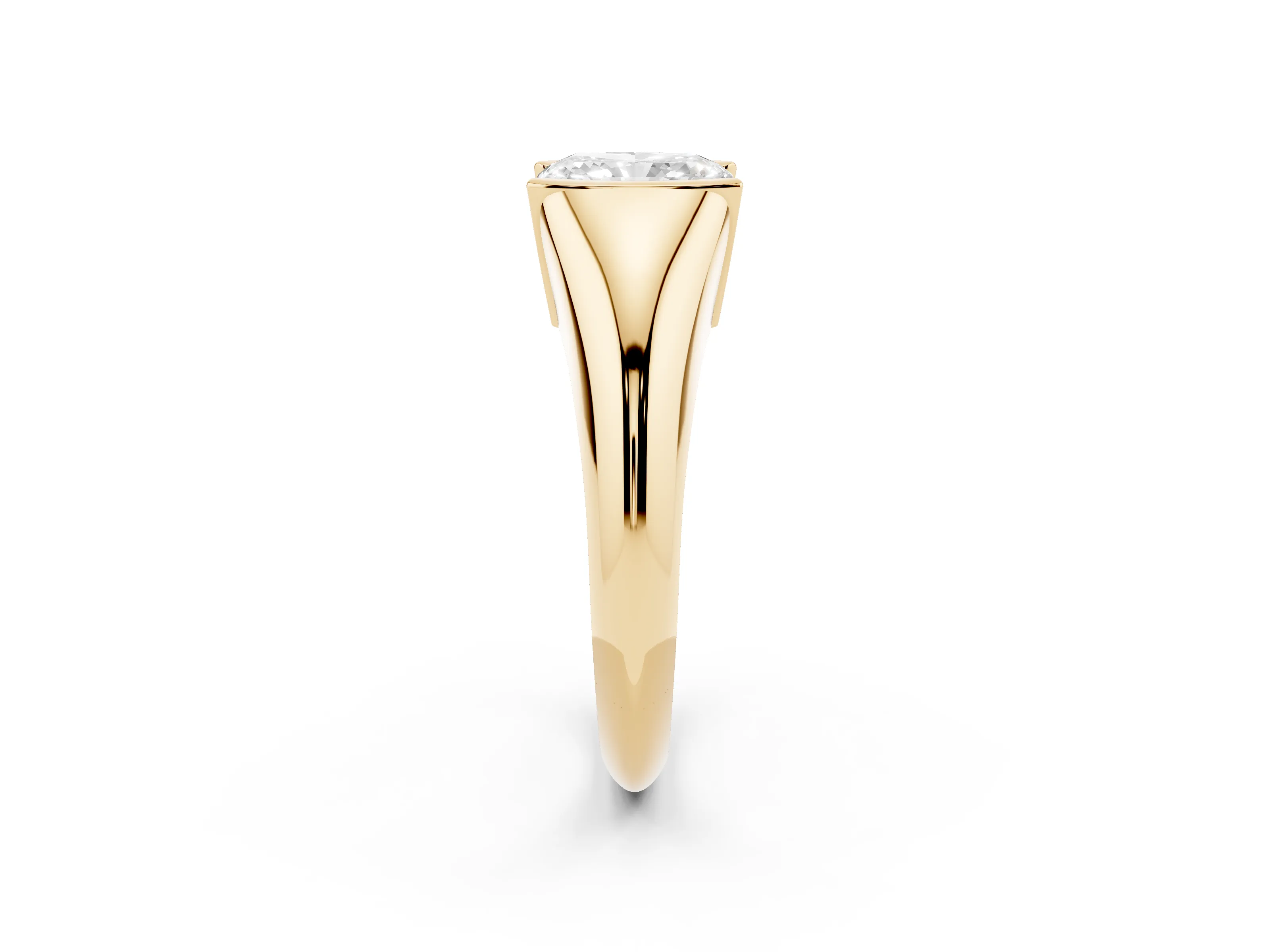 Radiant Cut Diamond Solitaire Tension Set Ring Set in Yellow gold