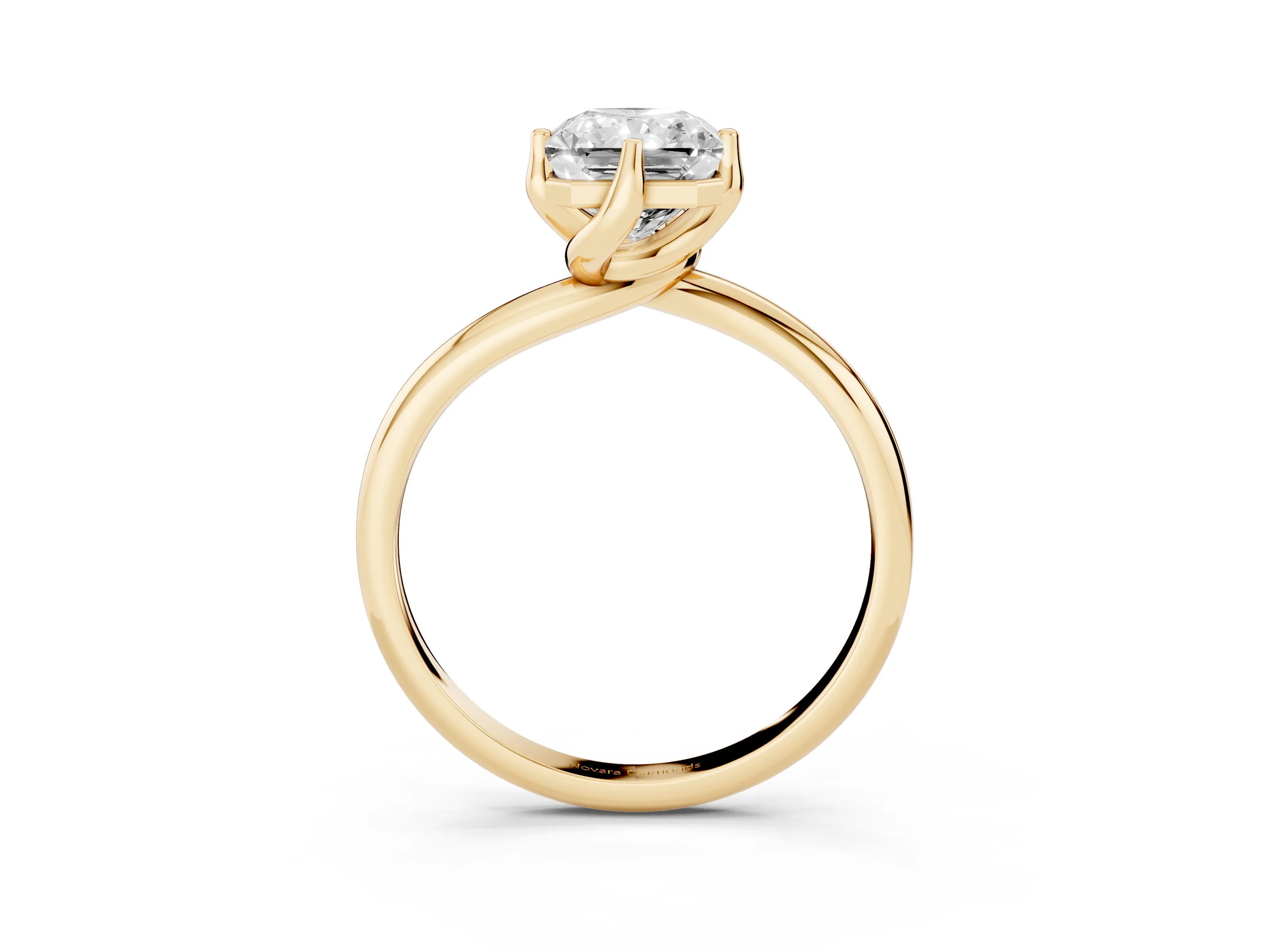 Radiant Cut Diamond Solitaire Engagement Ring Set in Yellow gold with Classic Plain Band