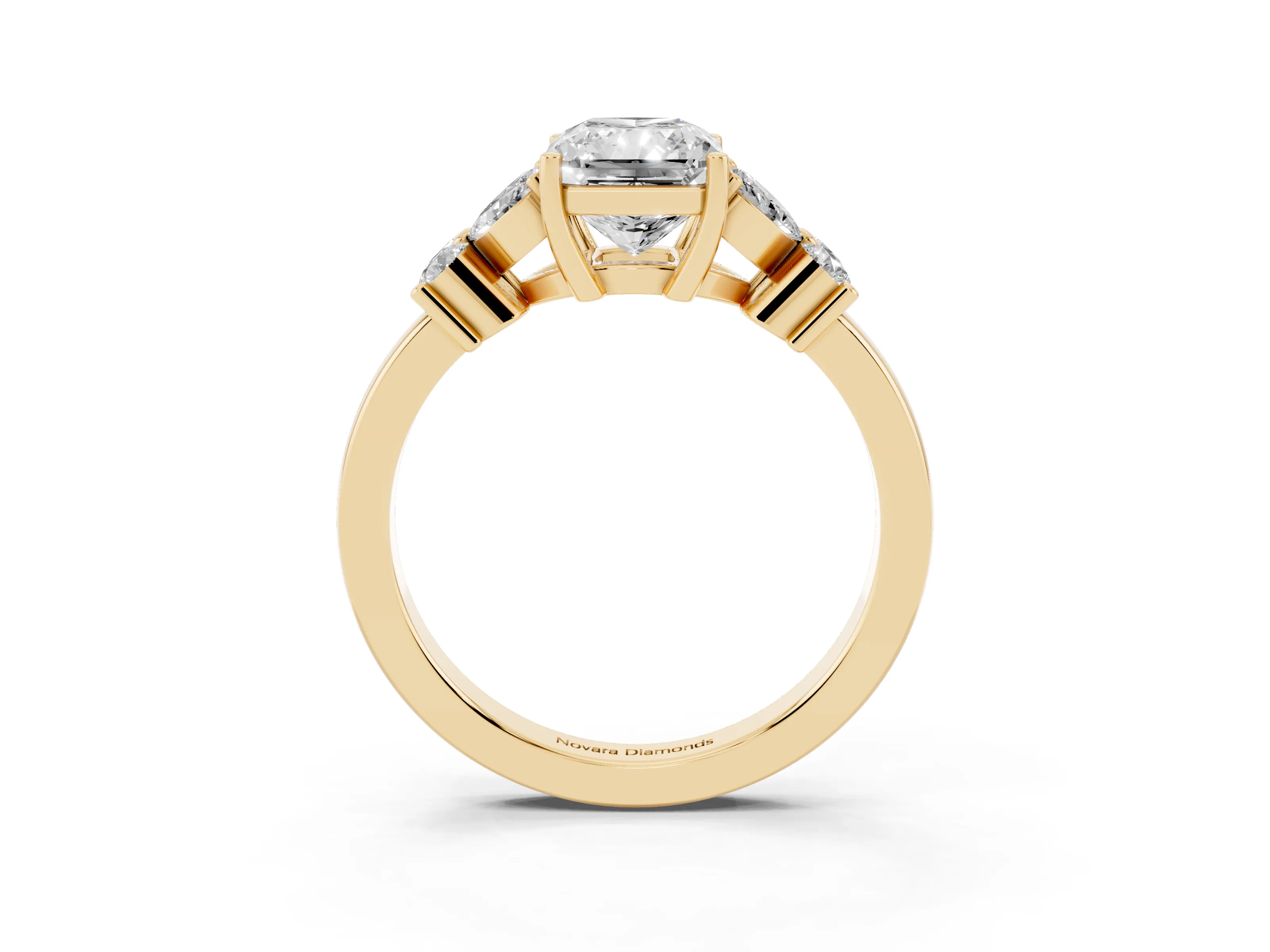 Radiant Cut Diamond Floral Cluster Ring Set in Yellow gold with Marquise Petals and Prong Setting