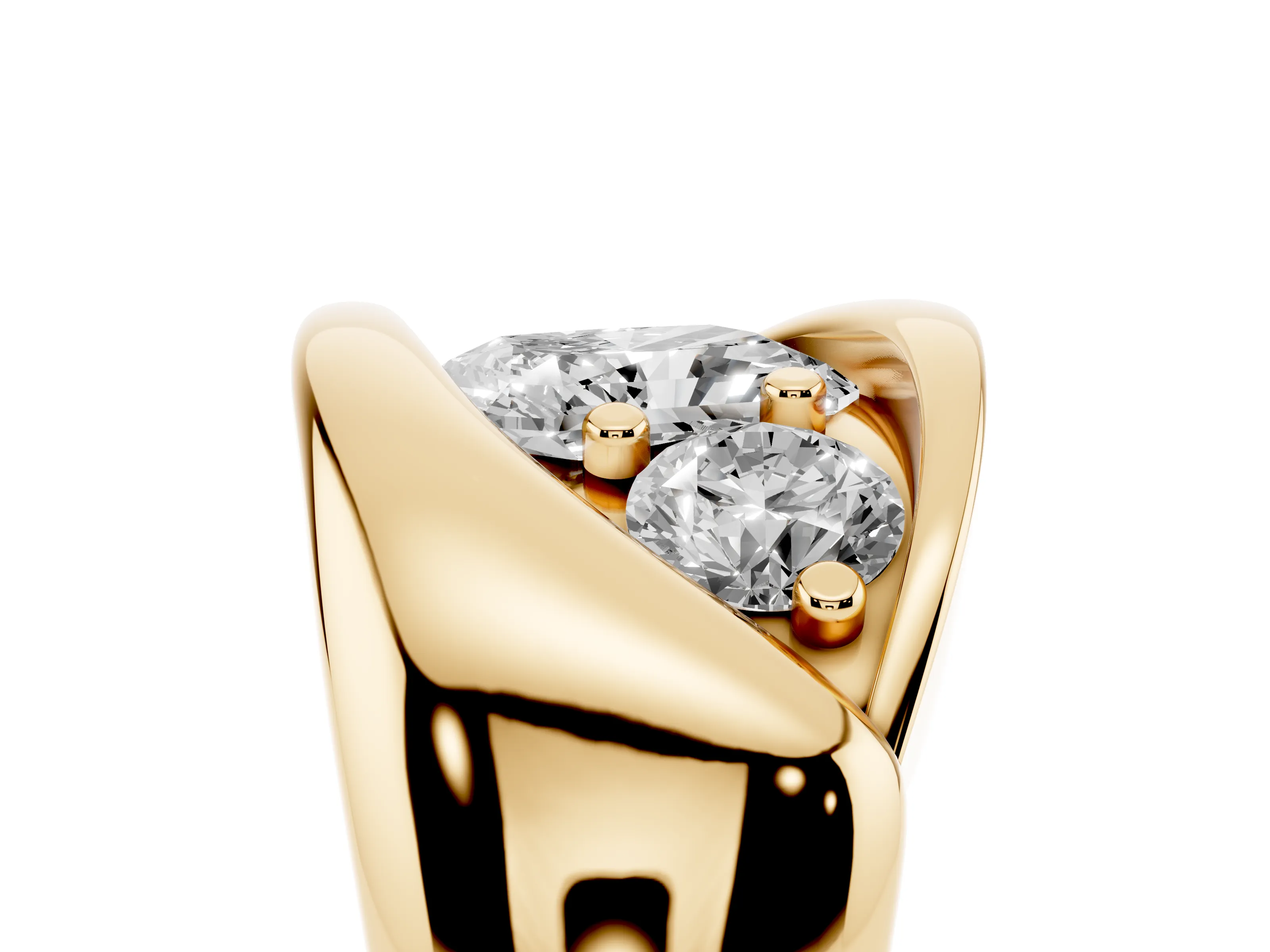 Radiant Cut Diamond Channel-Set Crossover Ring Set in Yellow gold