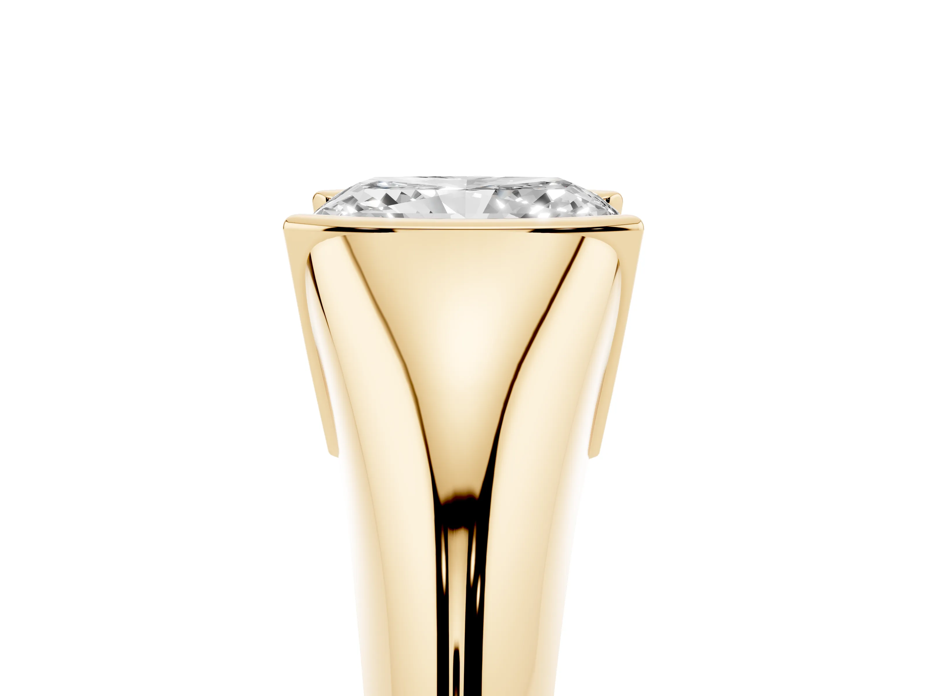 Radiant Cut Diamond Solitaire Tension Set Ring Set in Yellow gold