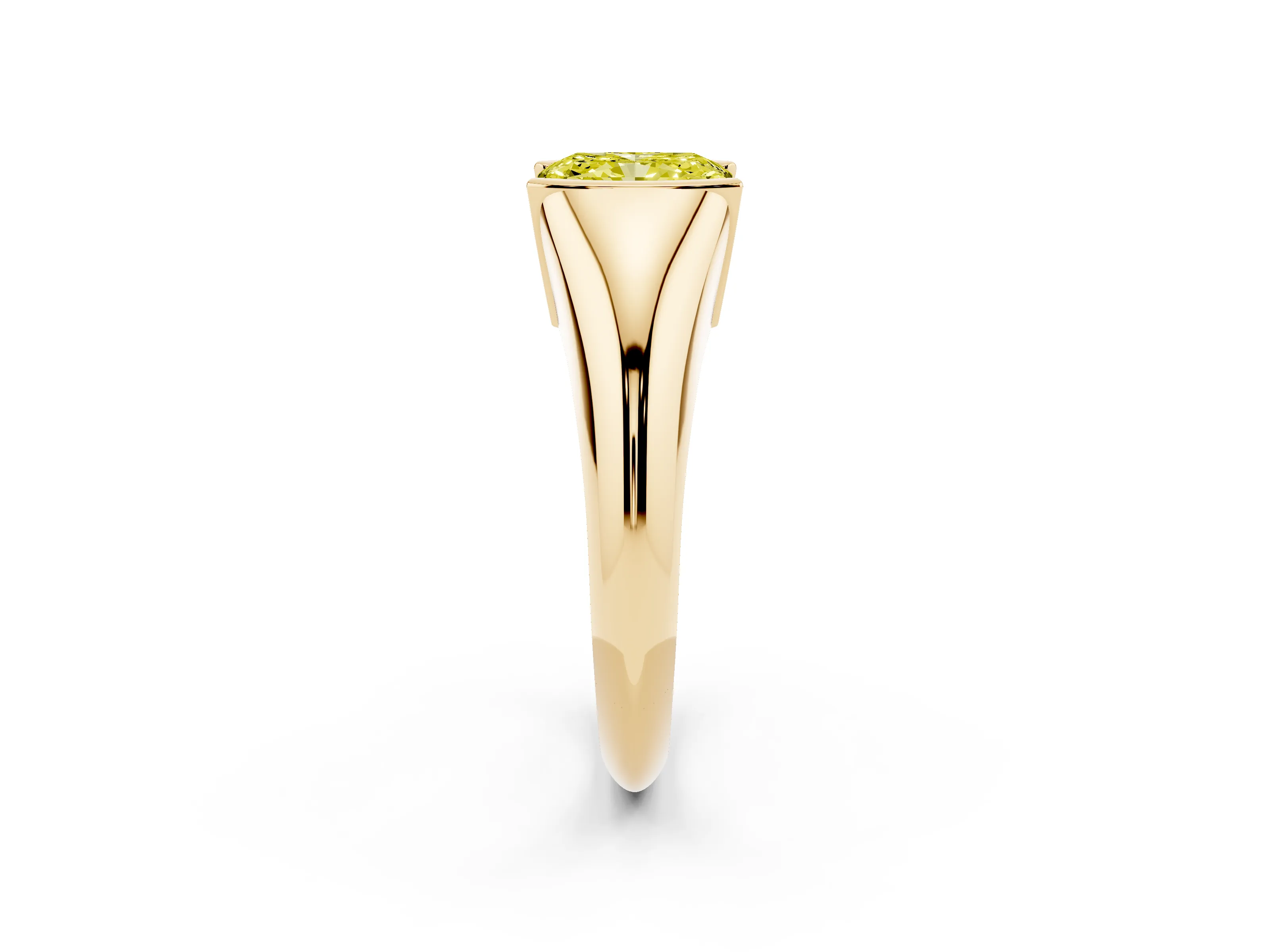 Fancy Yellow Radiant Cut Diamond Solitaire Tension Set Ring Set in Yellow gold