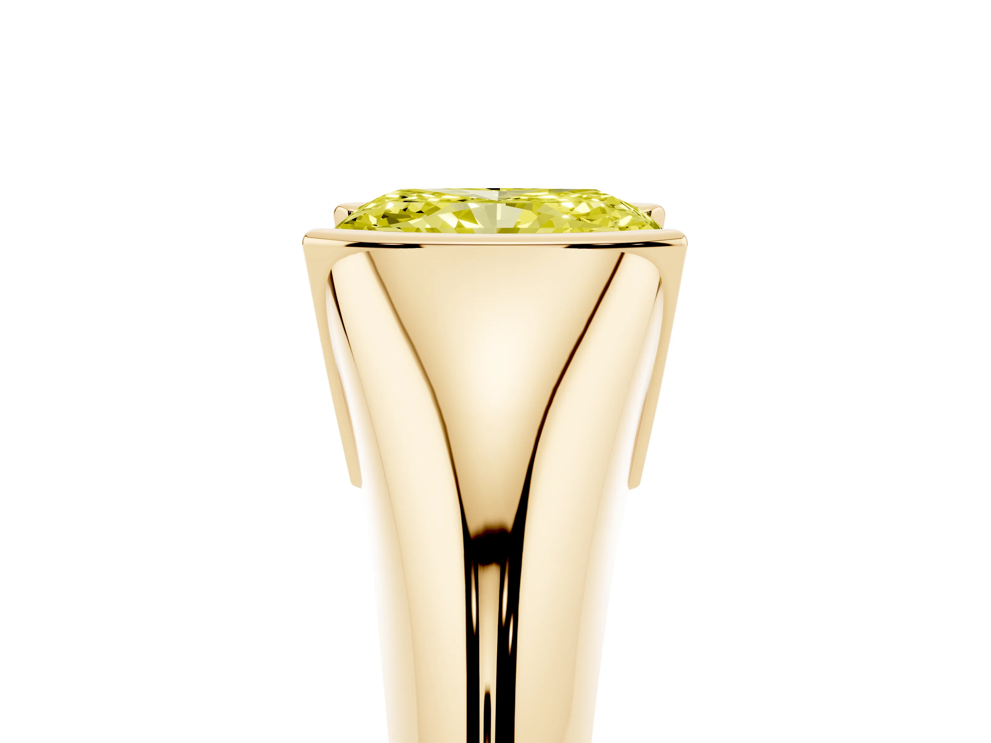 Fancy Yellow Radiant Cut Diamond Solitaire Tension Set Ring Set in Yellow gold