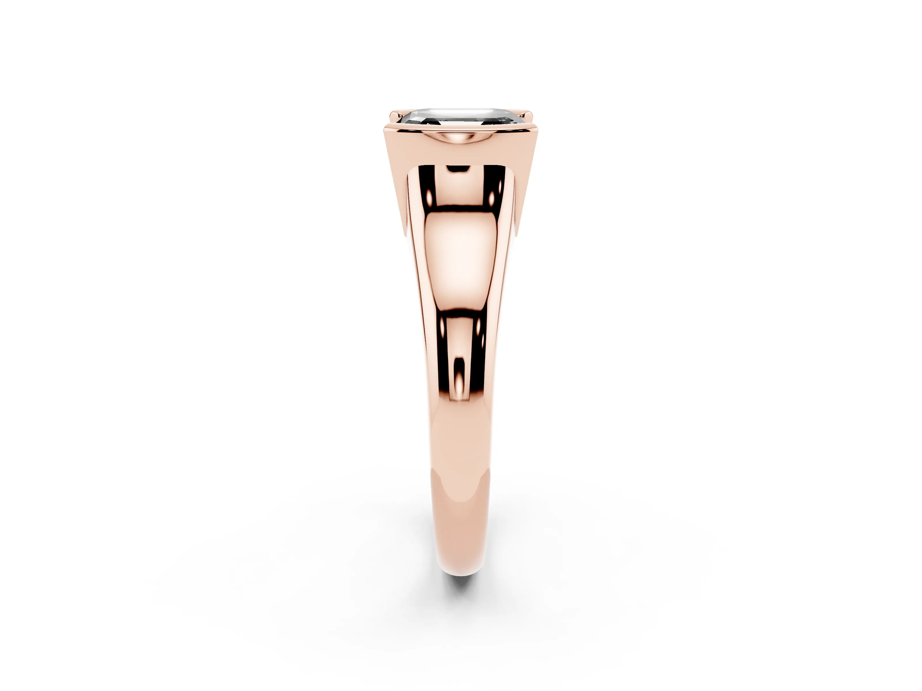Fancy Black Asscher Cut Diamond Solitaire Tension Set Ring Set in Rose gold with Split Shank Band