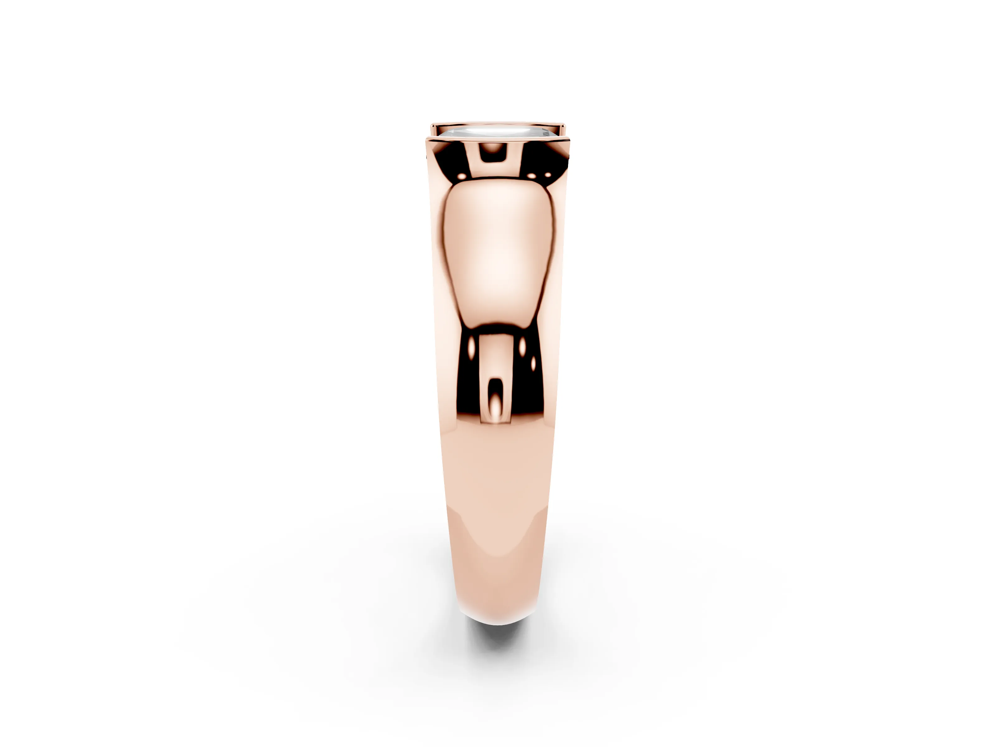 Fancy Black Asscher Cut Diamond Bezel Solitaire Ring Set in Rose gold with Wide Band