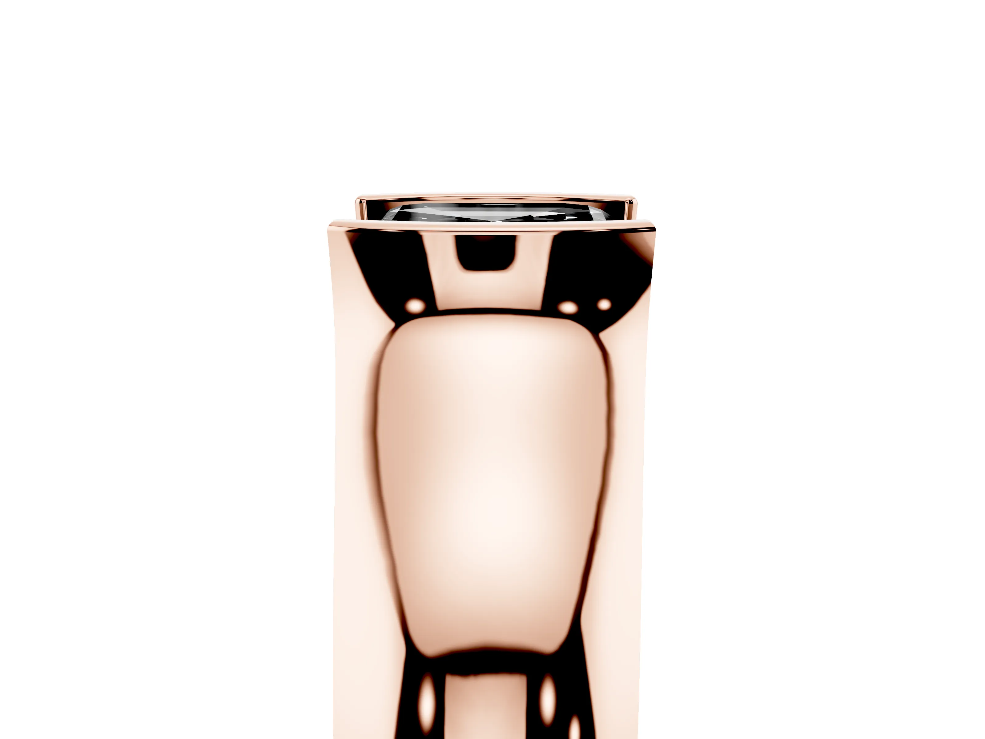 Fancy Black Asscher Cut Diamond Bezel Solitaire Ring Set in Rose gold with Wide Band