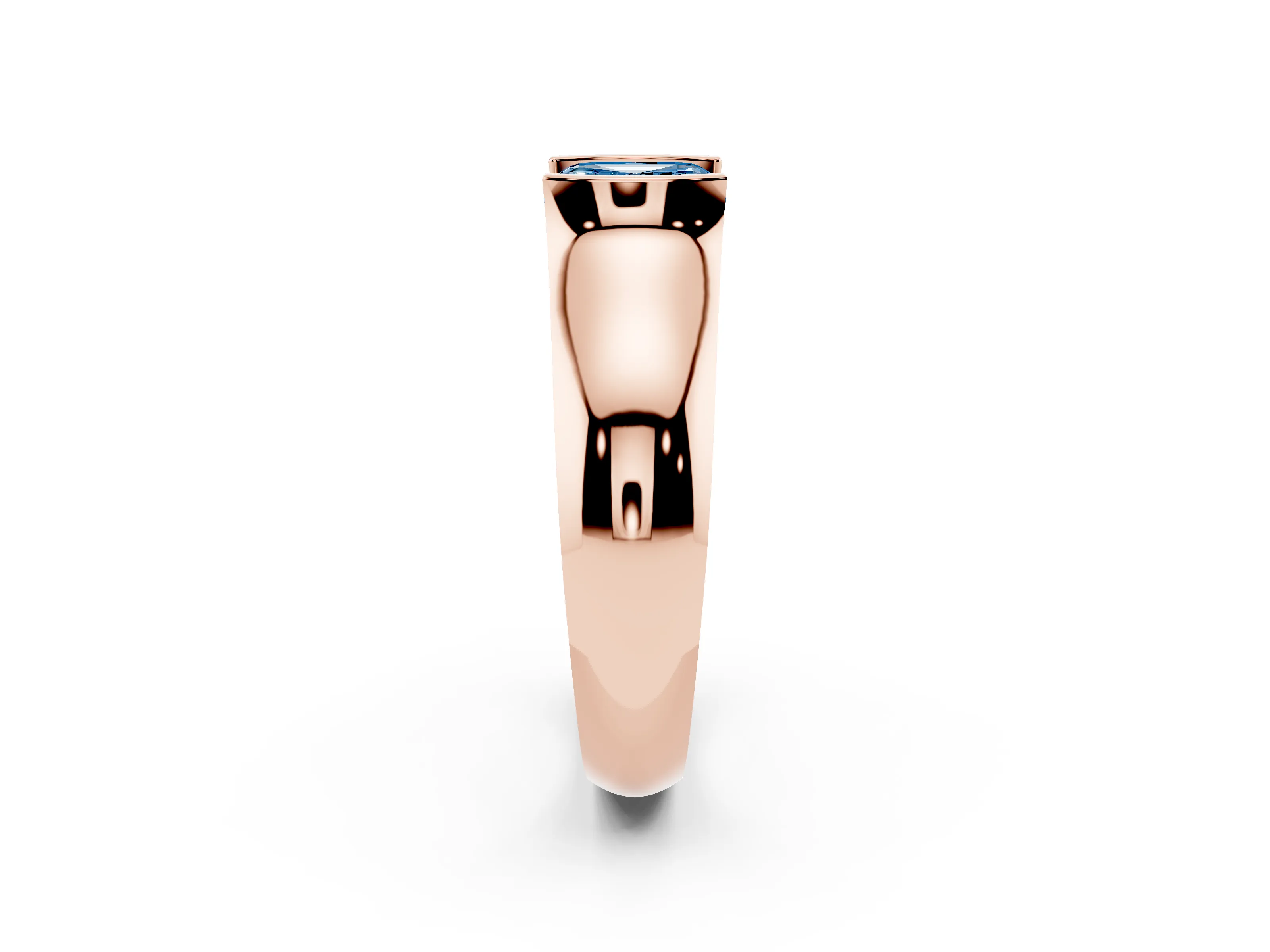 Fancy Blue Asscher Cut Diamond Bezel Solitaire Ring Set in Rose gold with Wide Band