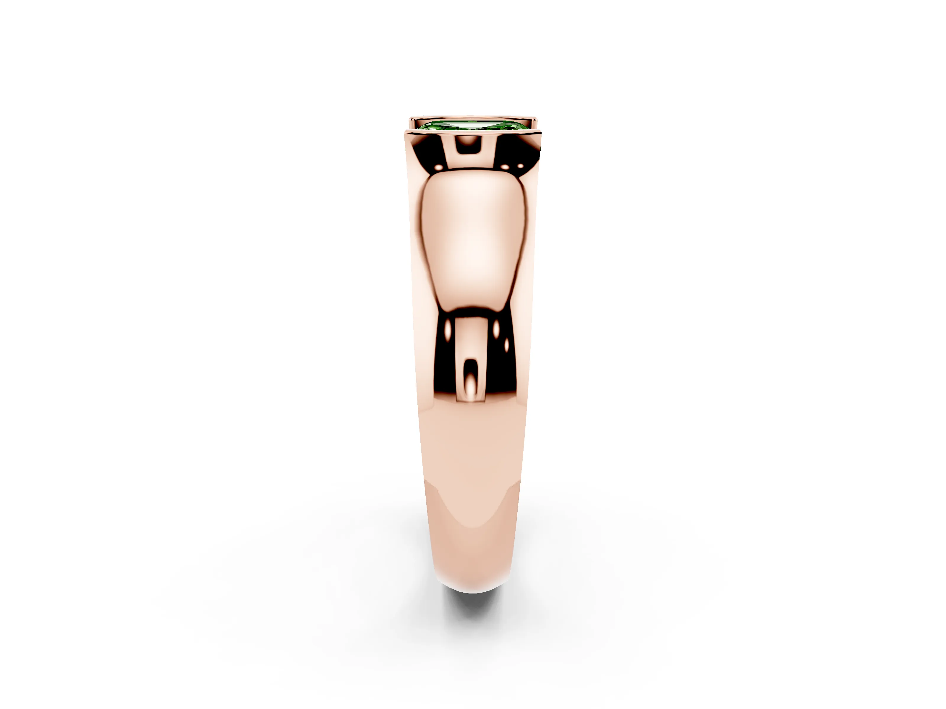 Fancy Green Asscher Cut Diamond Bezel Solitaire Ring Set in Rose gold with Wide Band