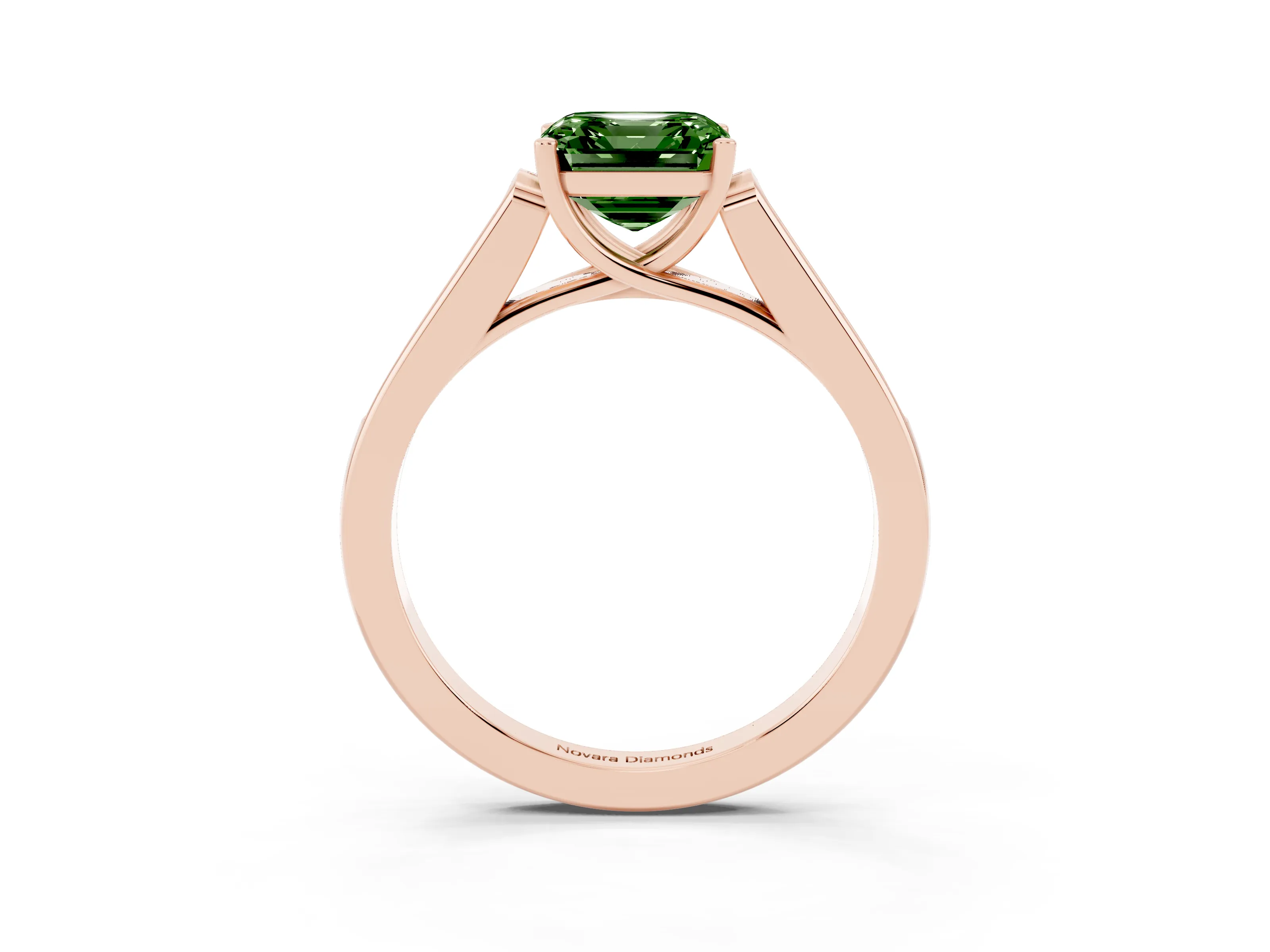 Asscher Cut Engagement Ring Setting for a Fancy Green Lab-Grown Diamond | Rose Gold - Design NV-24597