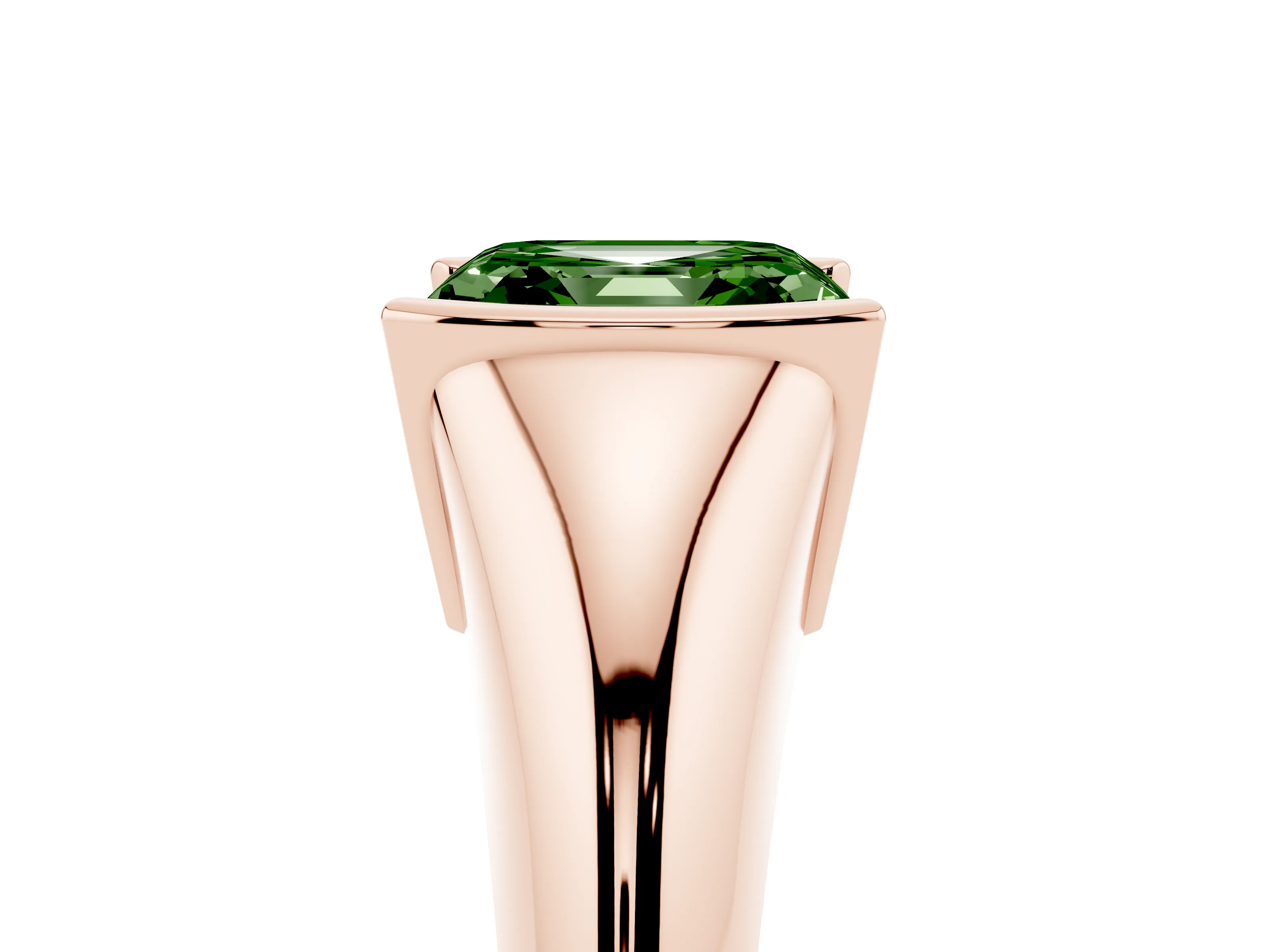 Fancy Green Asscher Cut Diamond Solitaire Tension Set Ring Set in Rose gold