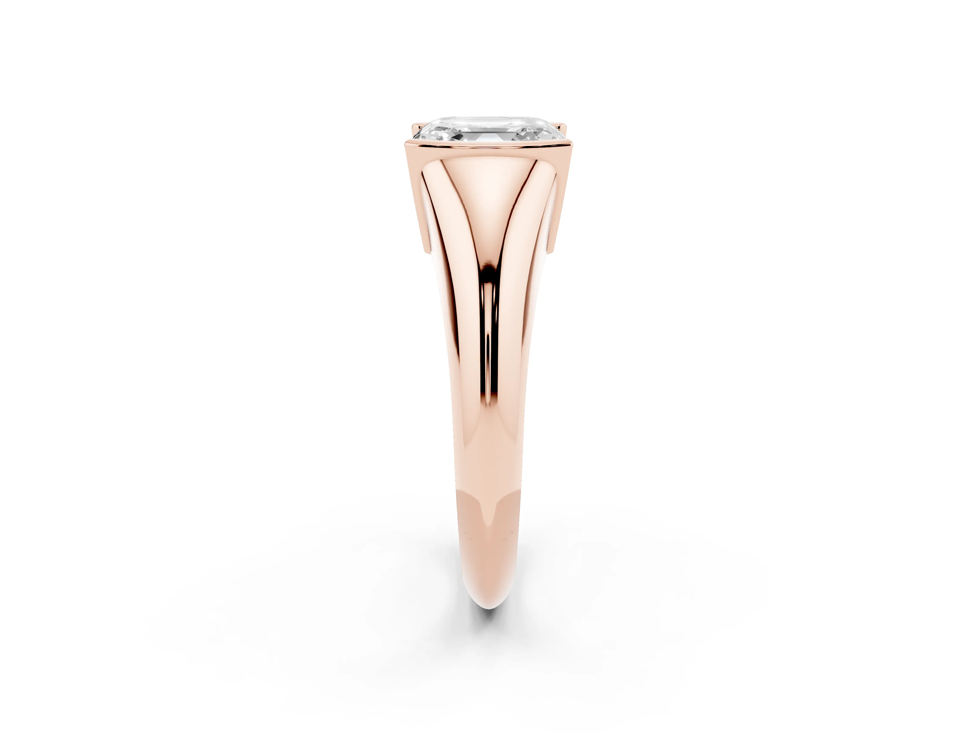 Asscher Cut Diamond Solitaire Tension Set Ring Set in Rose gold