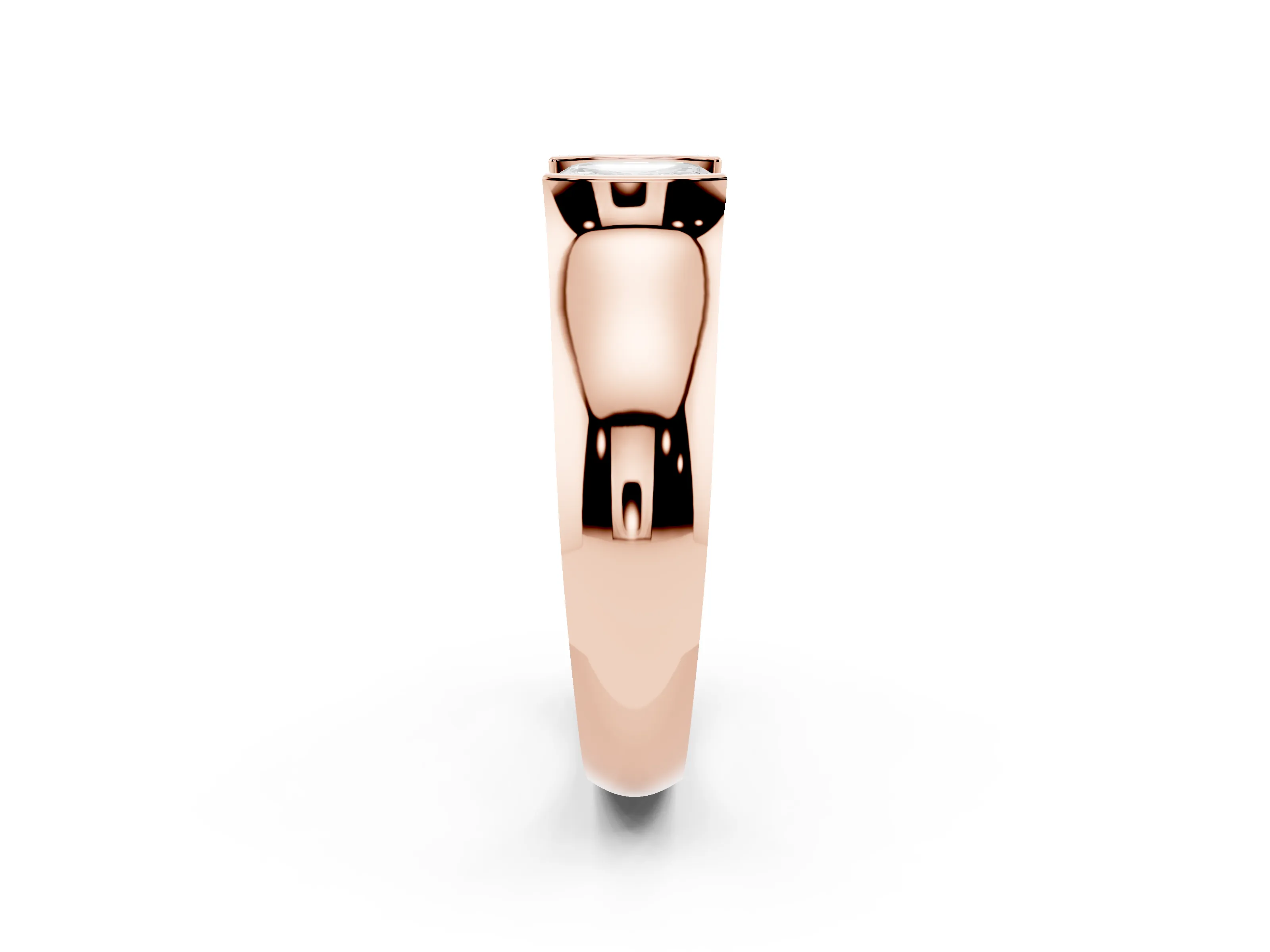 Asscher Cut Diamond Bezel Solitaire Ring Set in Rose gold with Wide Band