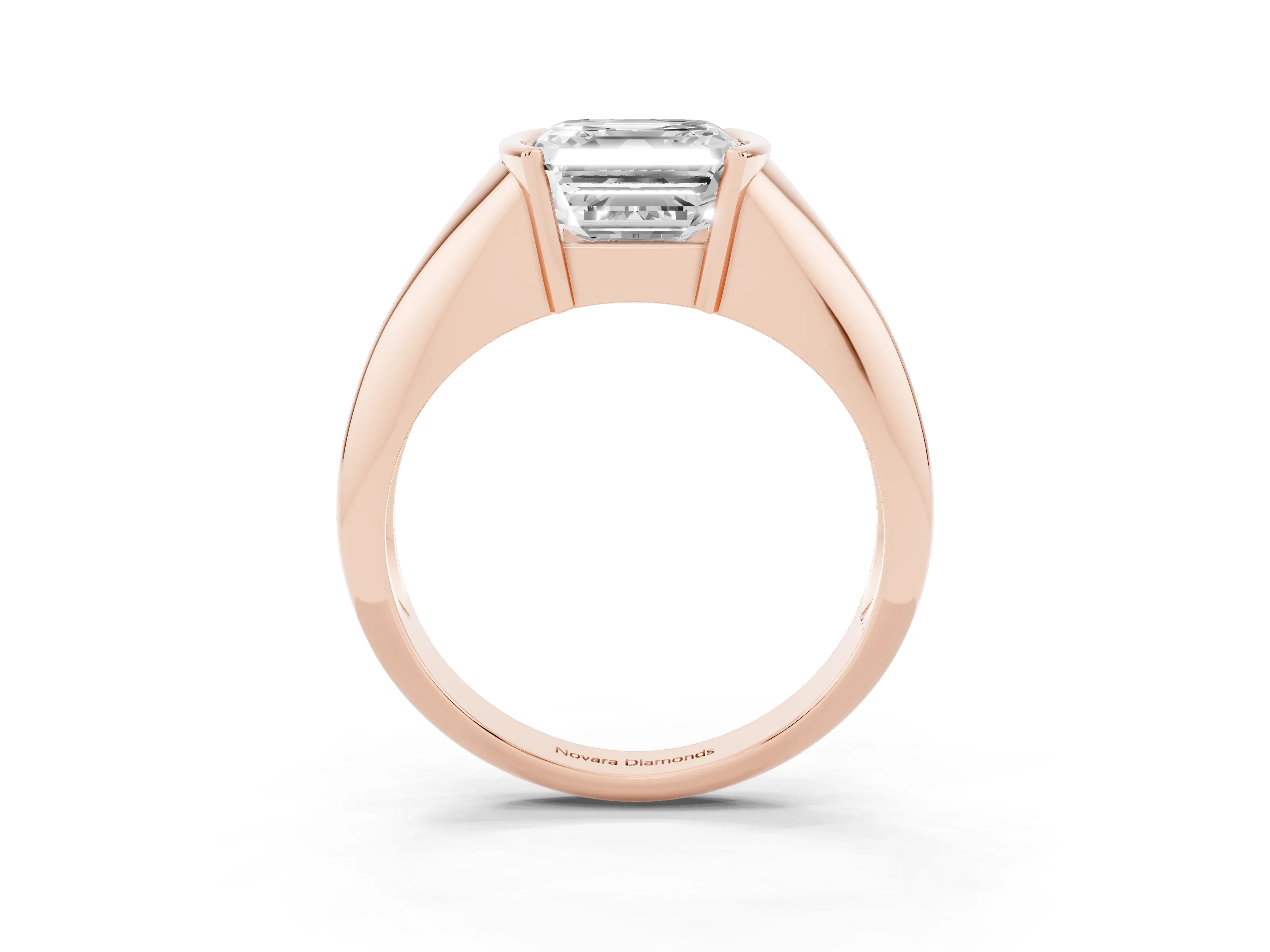 Asscher Cut Diamond Solitaire Tension Set Ring Set in Rose gold