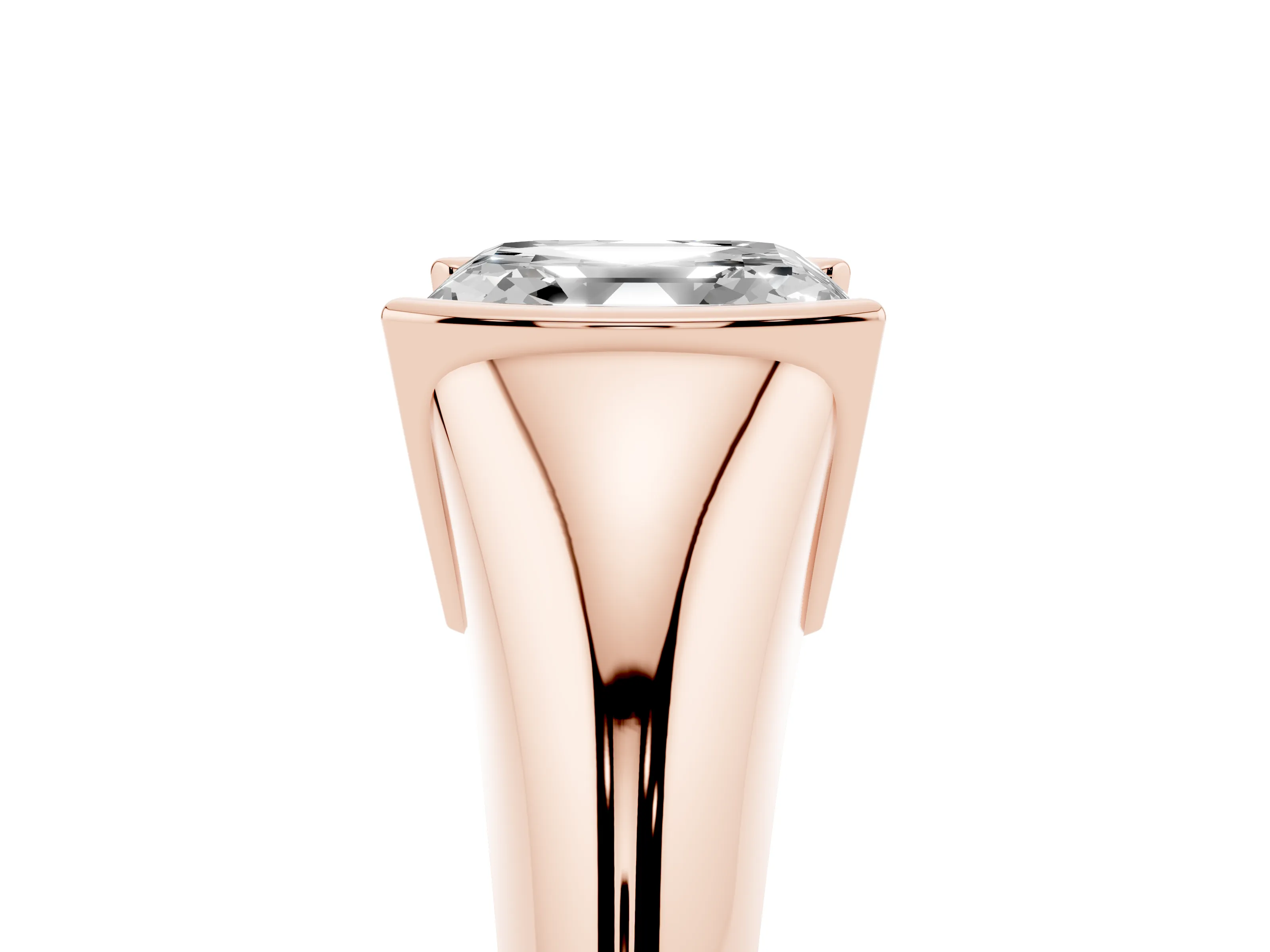 Asscher Cut Diamond Solitaire Tension Set Ring Set in Rose gold