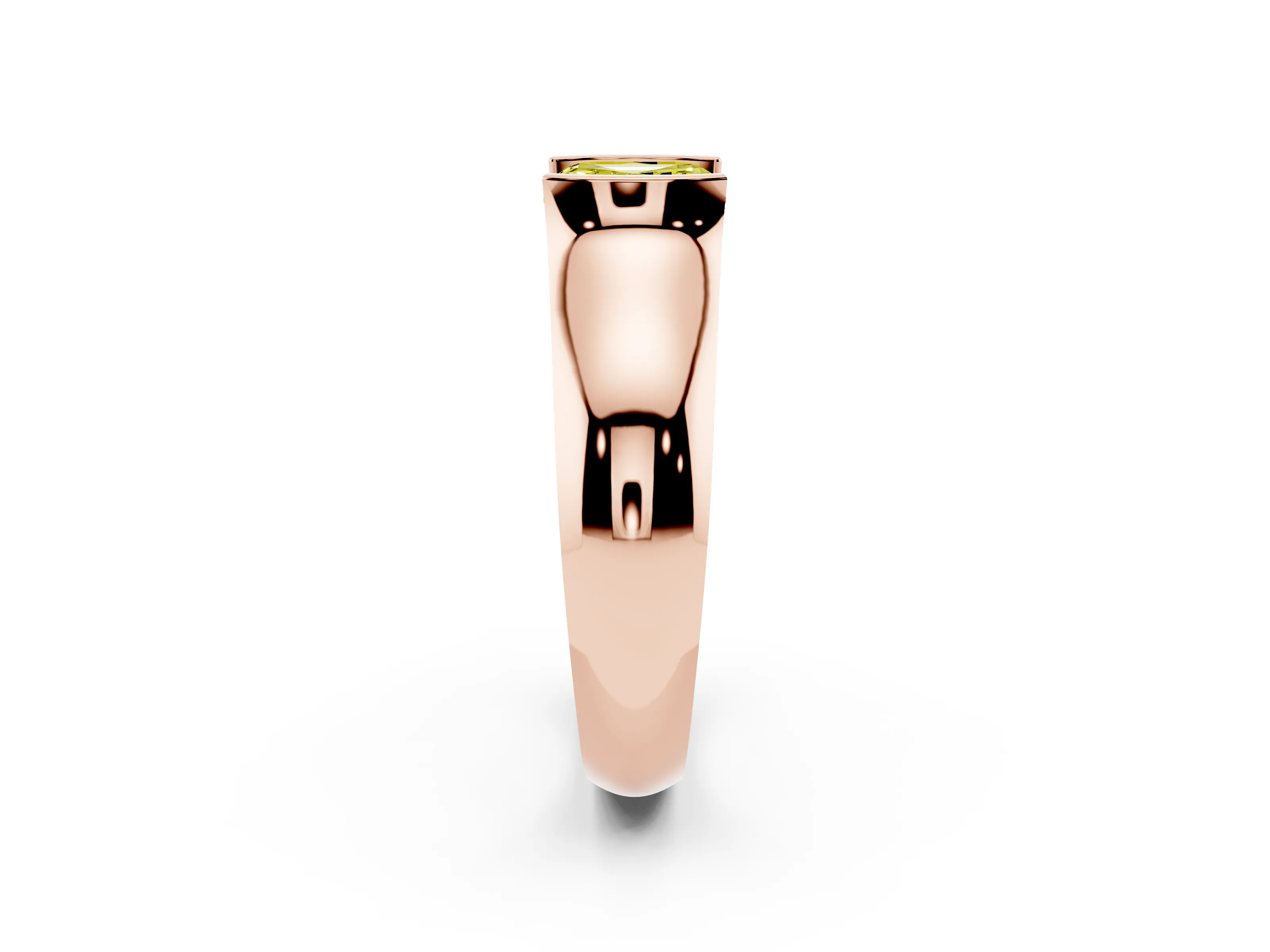 Fancy Yellow Asscher Cut Diamond Bezel Solitaire Ring Set in Rose gold with Wide Band