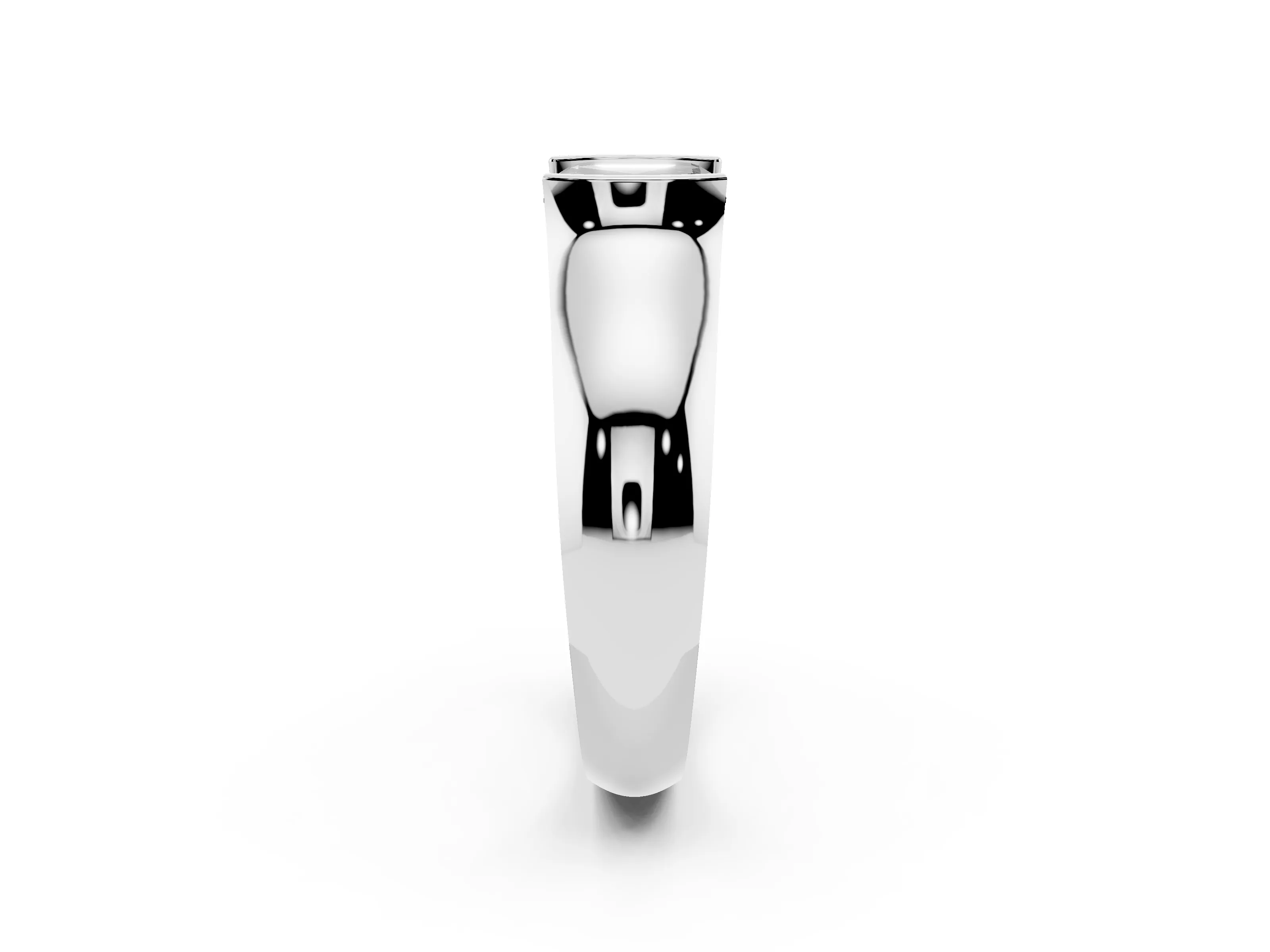 Fancy Black Asscher Cut Diamond Bezel Solitaire Ring Set in White gold with Wide Band