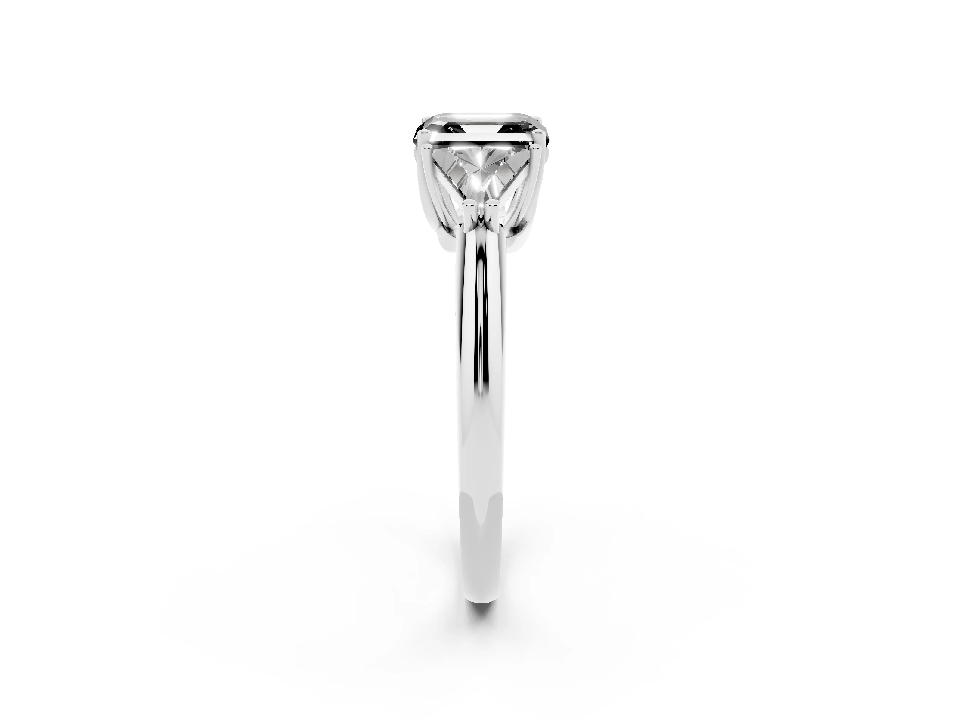 Fancy Black Asscher Cut Diamond Three-Stone Engagement Ring Set in Platinum with Trillion Side Stones