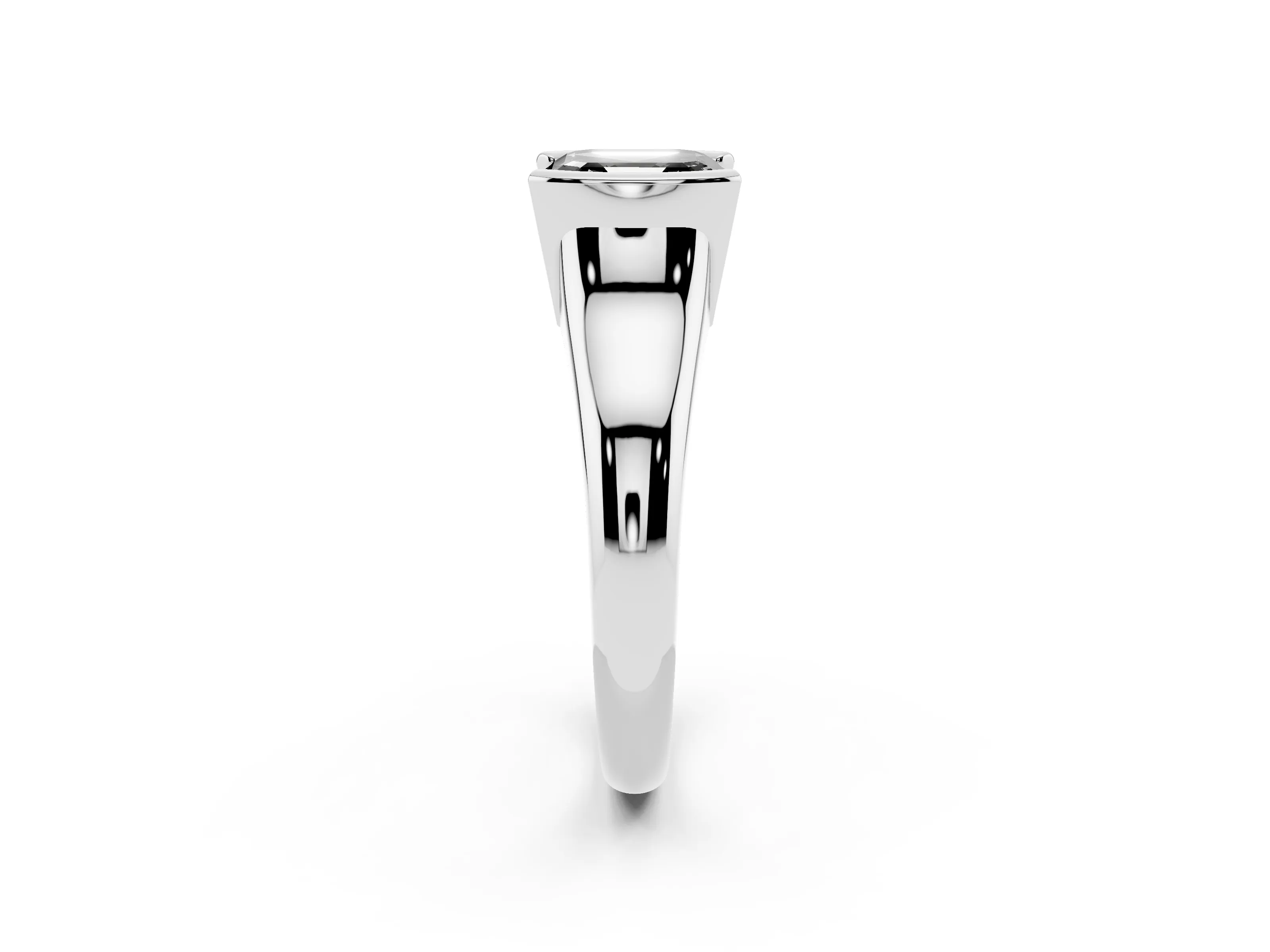 Fancy Black Asscher Cut Diamond Solitaire Tension Set Ring Set in Platinum with Split Shank Band