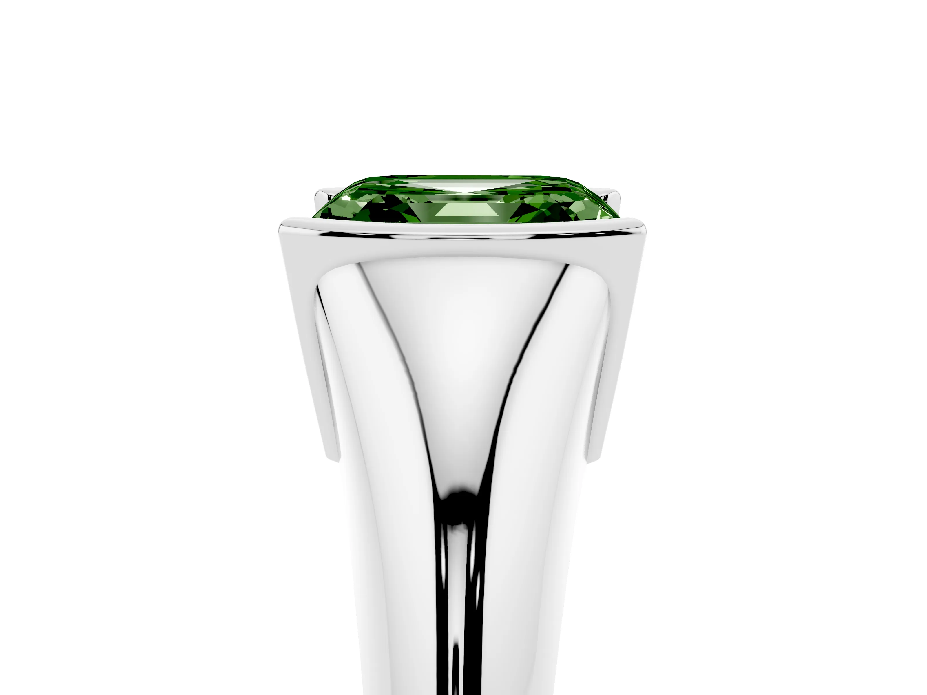Fancy Green Asscher Cut Diamond Solitaire Tension Set Ring Set in White gold