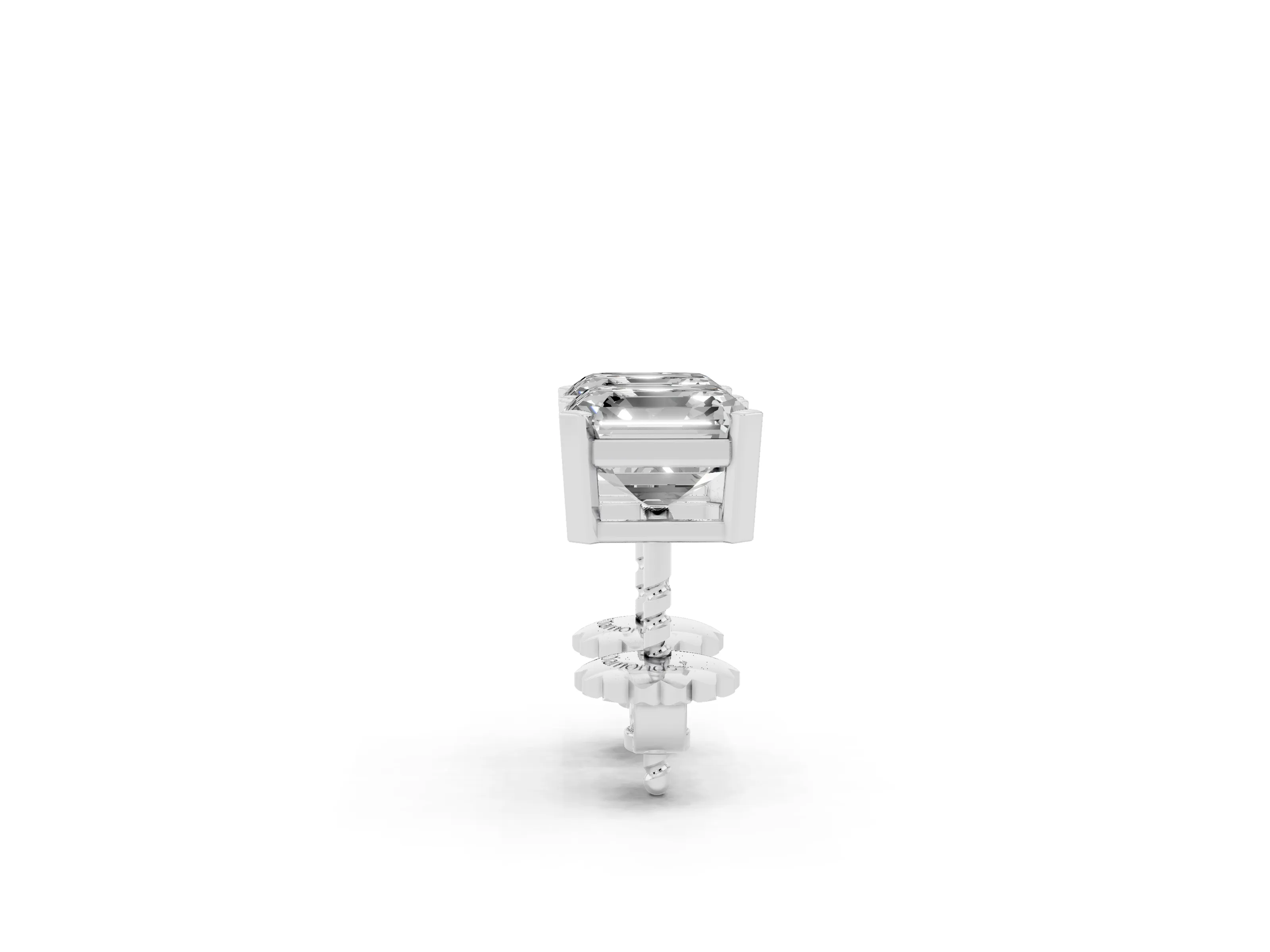 Asscher Cut Diamond Solitaire Stud Earrings Set in Silver with Basket Setting
