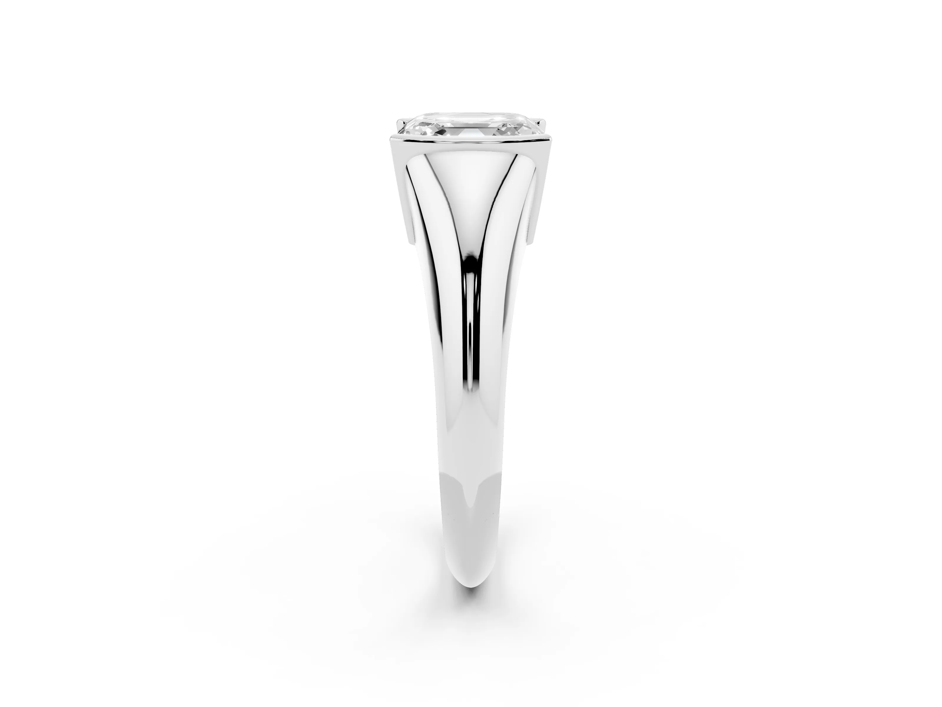 Asscher Cut Diamond Solitaire Tension Set Ring Set in White gold