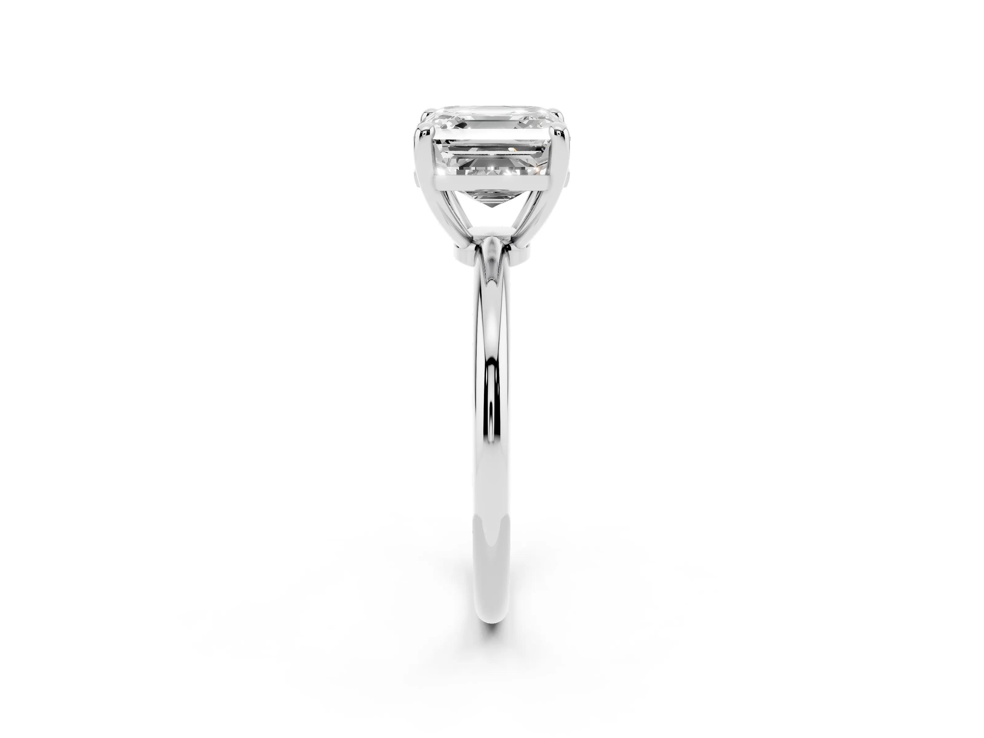 Asscher Cut Diamond Solitaire Ring Set in Silver with Secure Prong Setting on a Classic Band