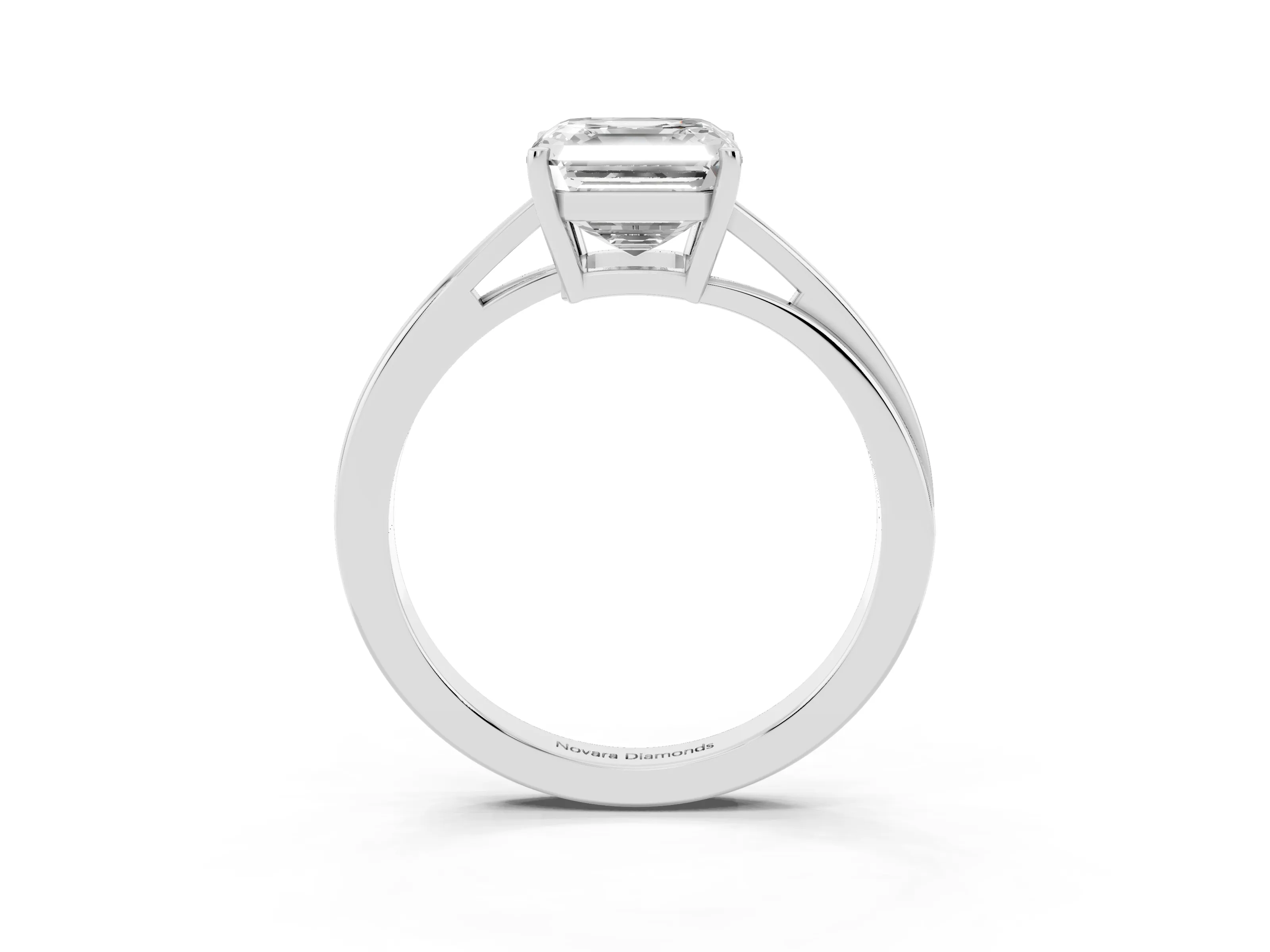 Asscher Cut Diamond Solitaire Twist Band Ring Set in Silver with Prong Setting
