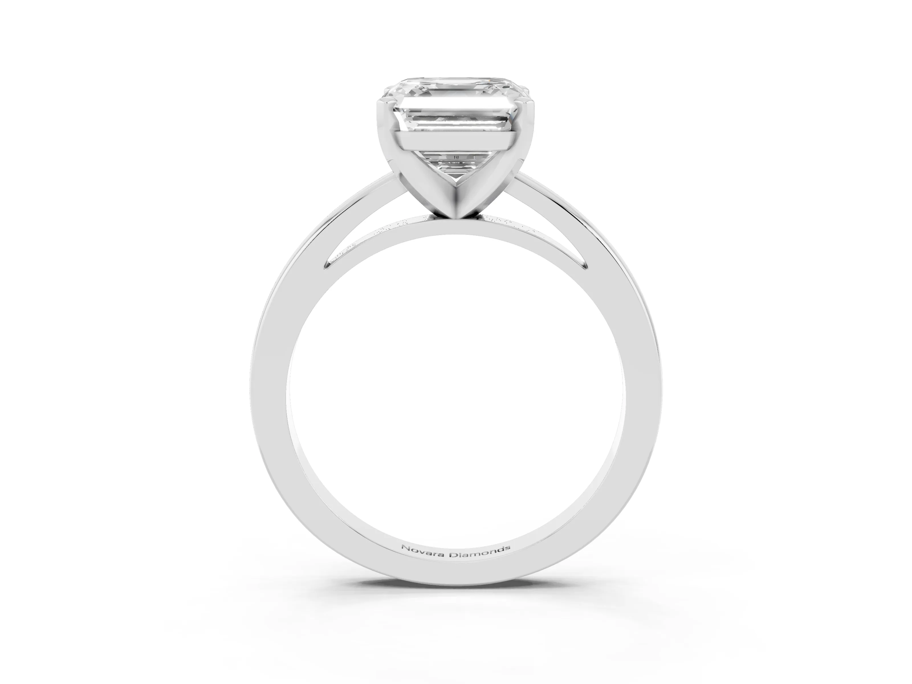 Asscher Cut Diamond Solitaire Engagement Ring Set in Platinum with Prong Setting on a Classic Band