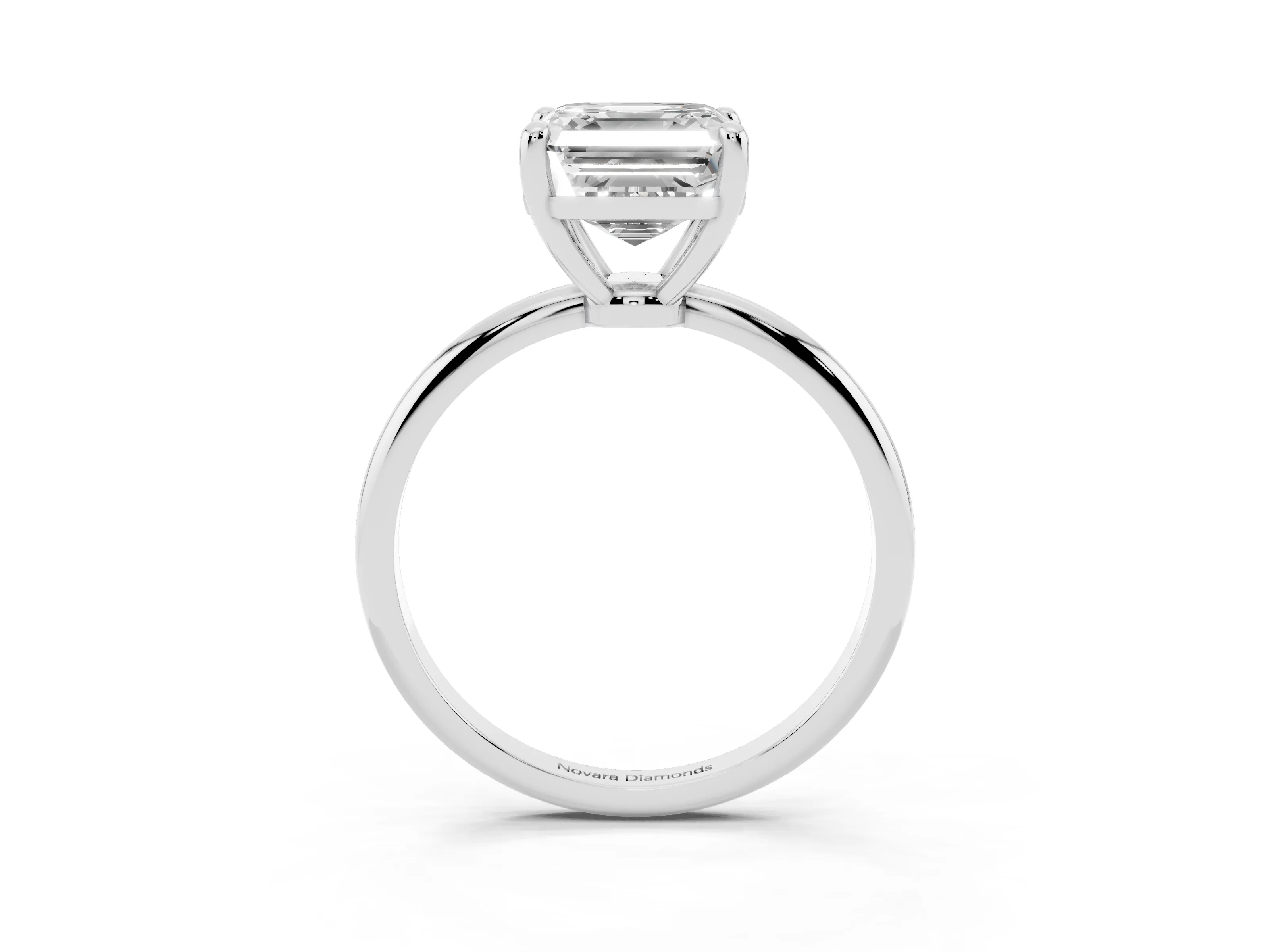 Asscher Cut Diamond Solitaire Ring Set in Silver with Secure Prong Setting on a Classic Band