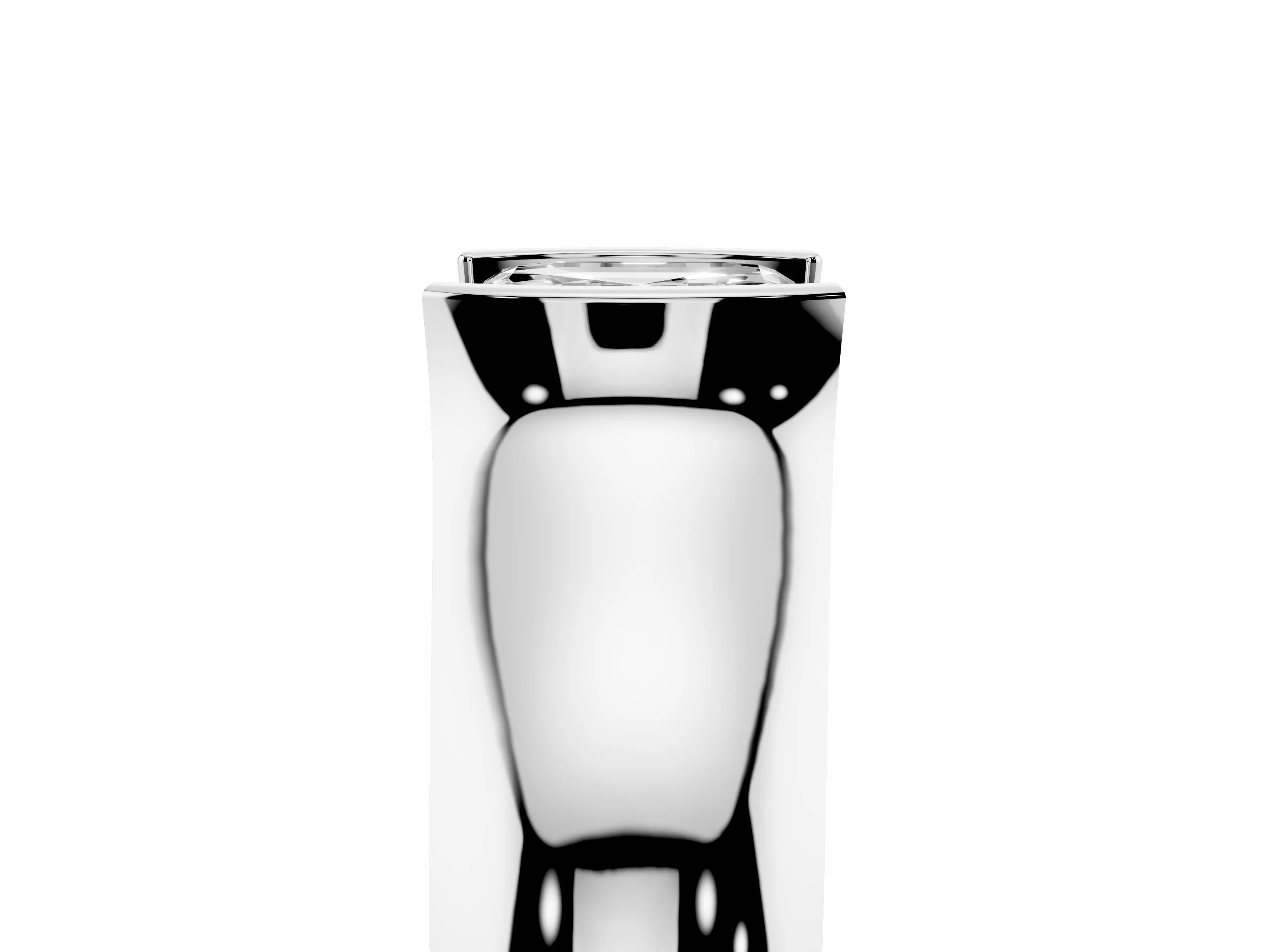 Asscher Cut Diamond Bezel Solitaire Ring Set in White gold with Wide Band