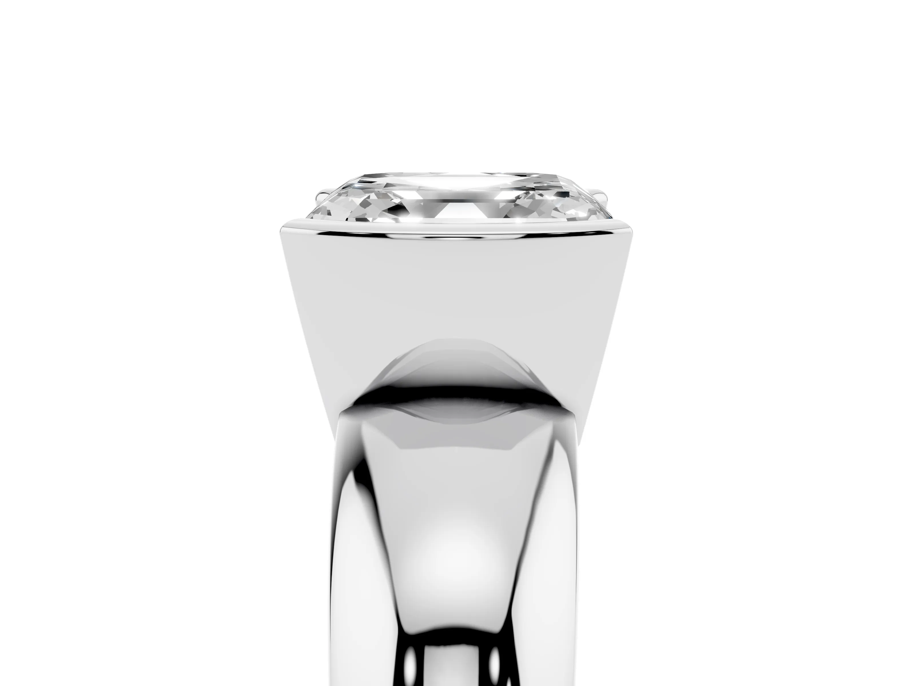 Asscher Cut Diamond Solitaire Tension Set Ring Set in White gold with Wide Band