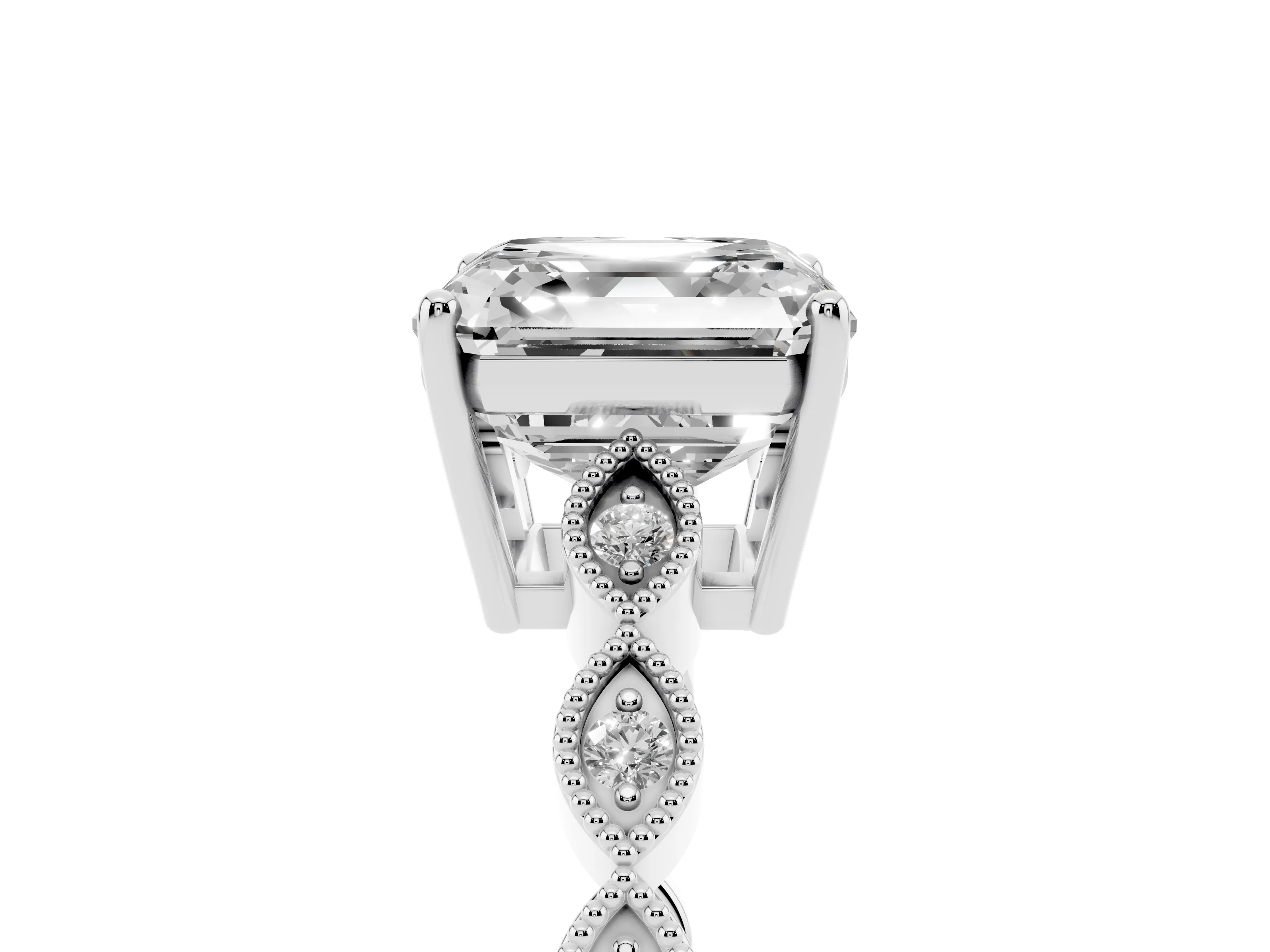 Asscher Cut Diamond Solitaire Ring Set in Silver with Infinity Twist Pavé Band